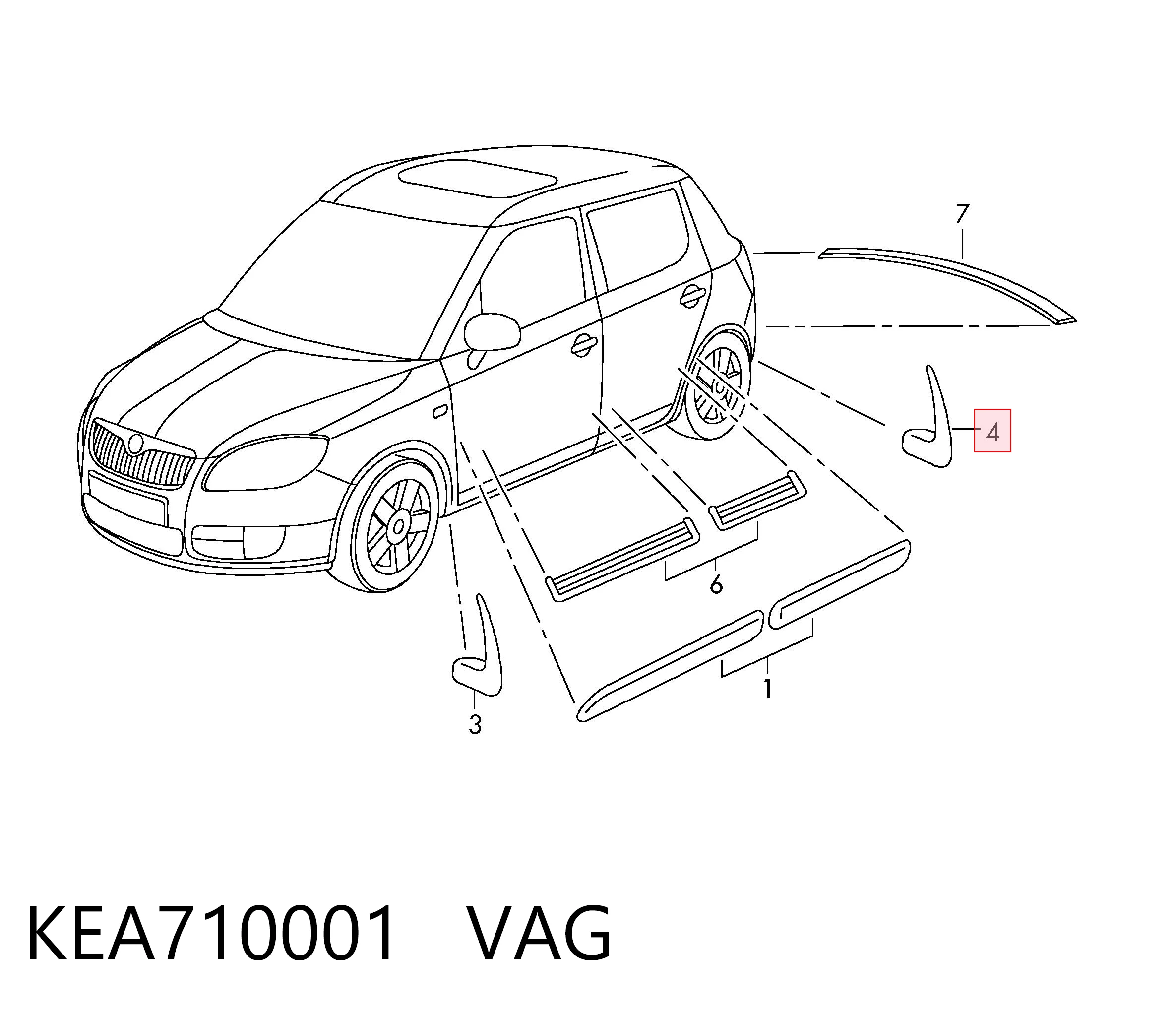 KEA710001 VAG Бризковики задні, комплект