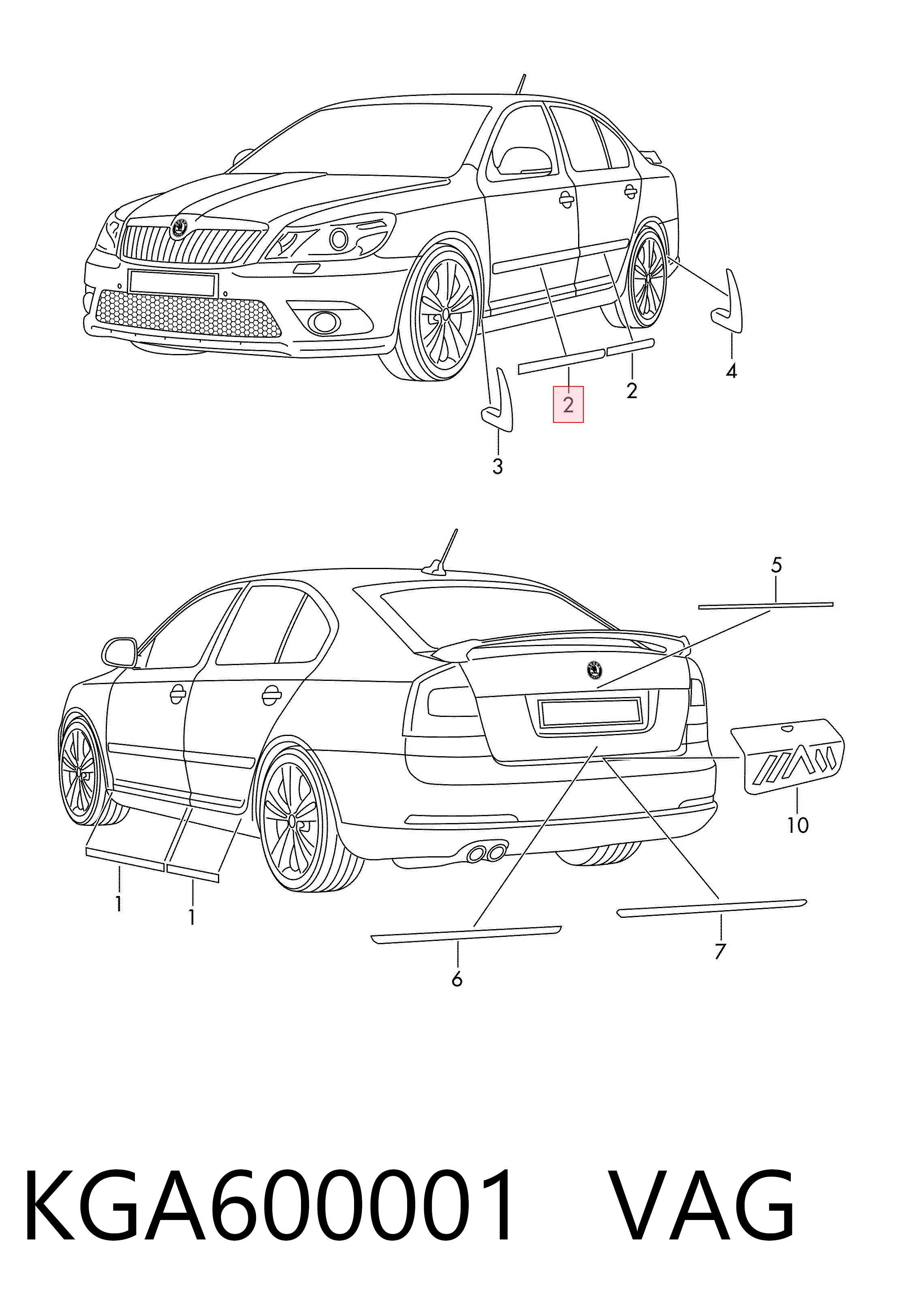 KGA600001 VAG Молдинги дверей, комплект