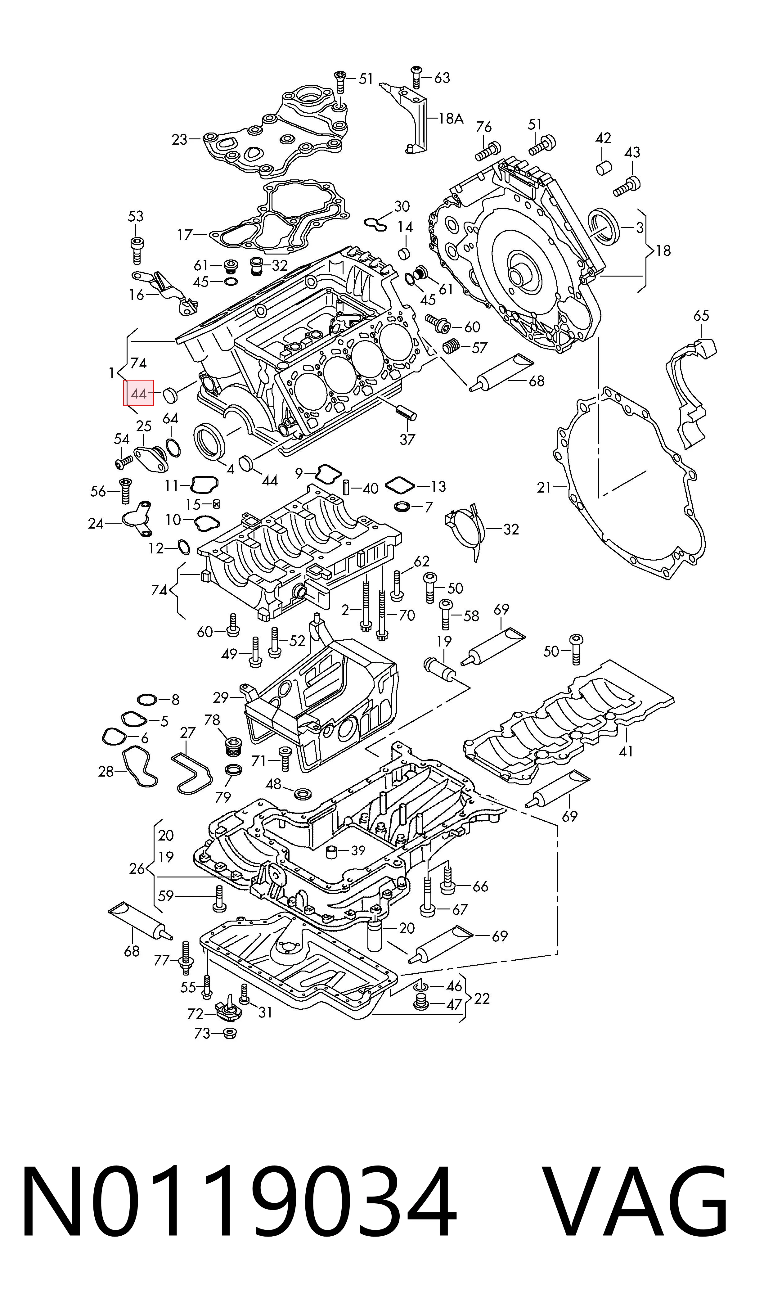 Купити Заглушка блоку циліндрів Volkswagen Passat B3, B4 3A5, 351, 315