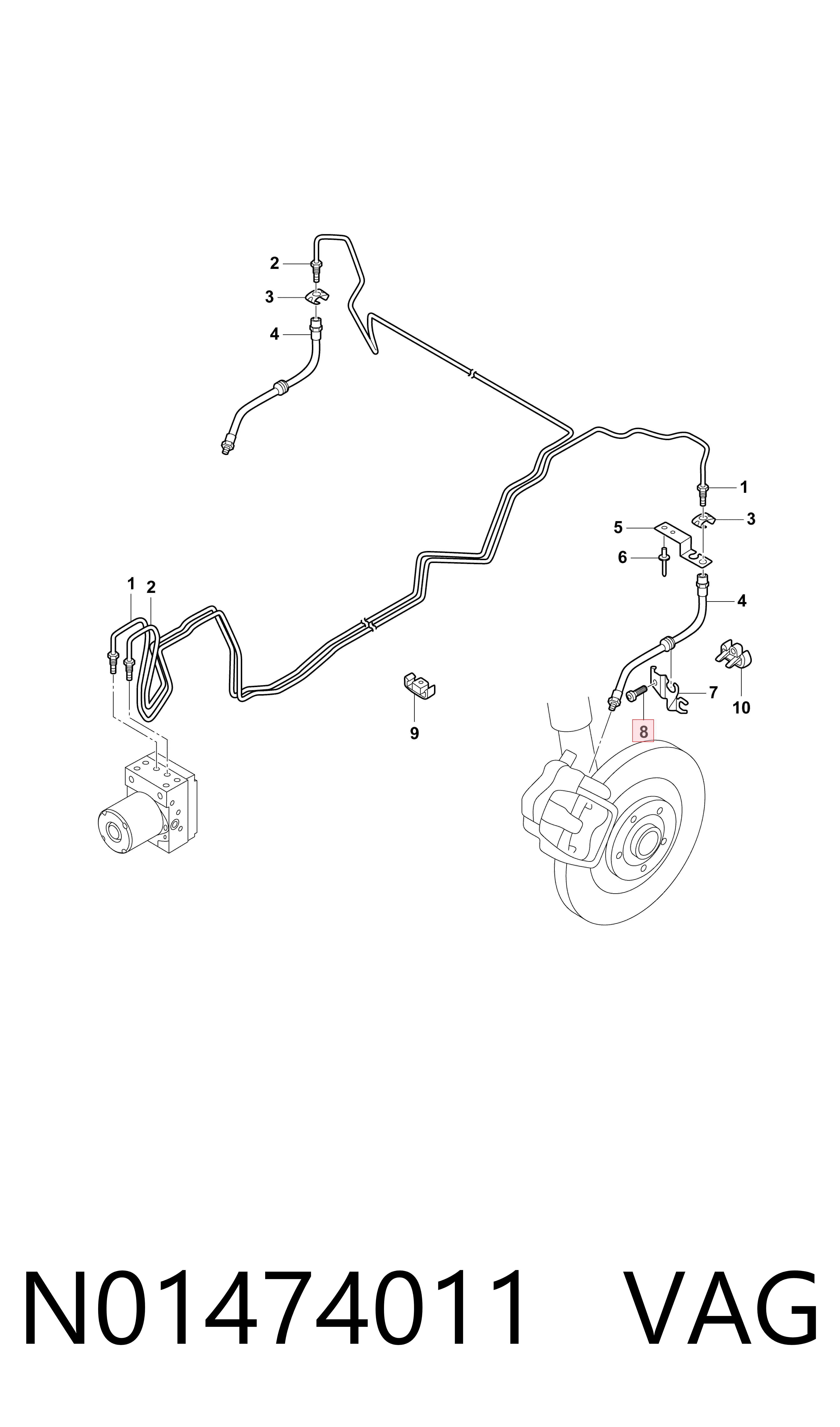 Супорт гальмівний задній правий VAG N01474011 ціна, від 2.79 USD