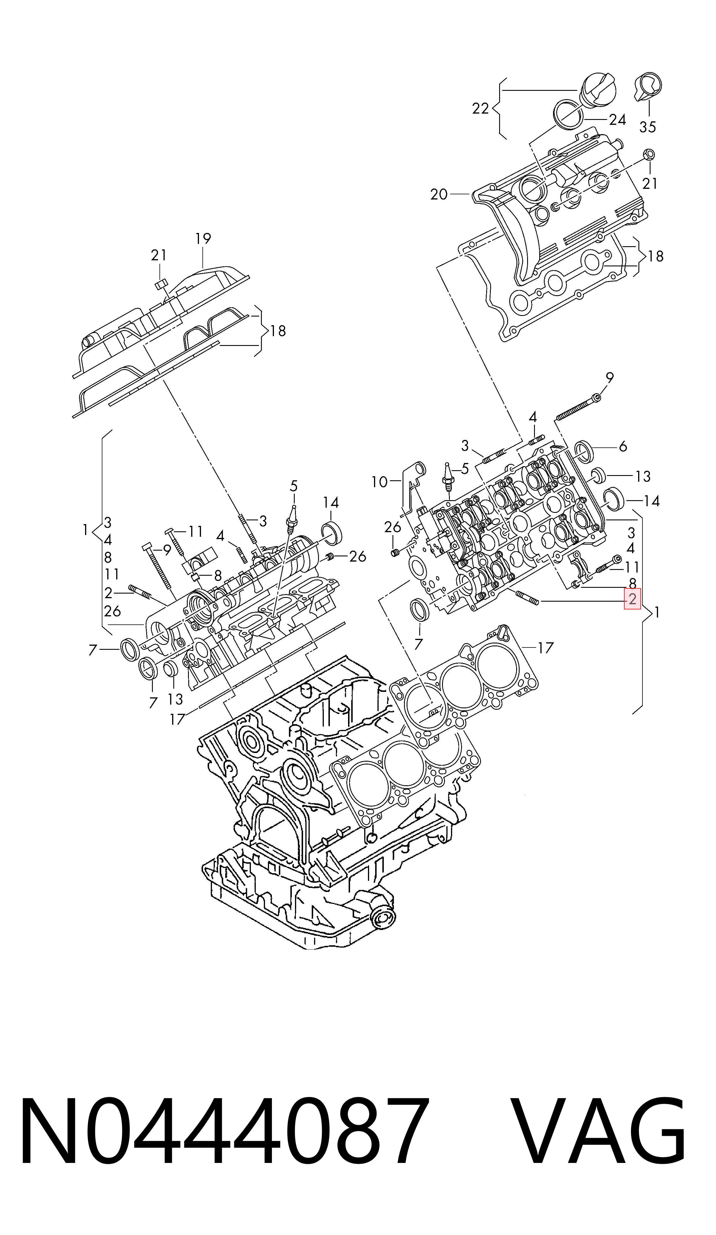 N0444087 VAG Шпилька випускного колектора
