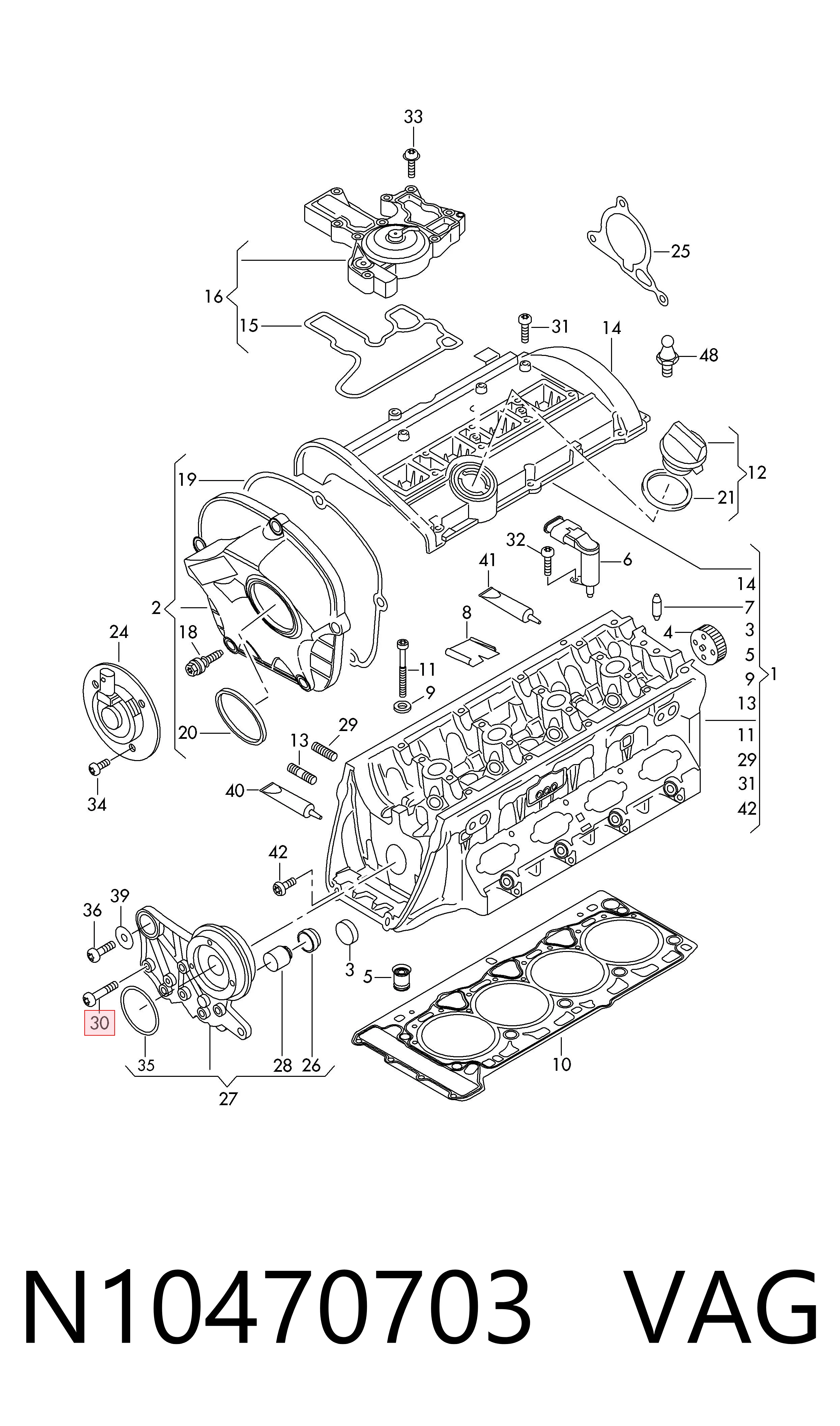 Болт (шпилька) впускного колектора VAG N10470703 ціна, від 1.52 USD