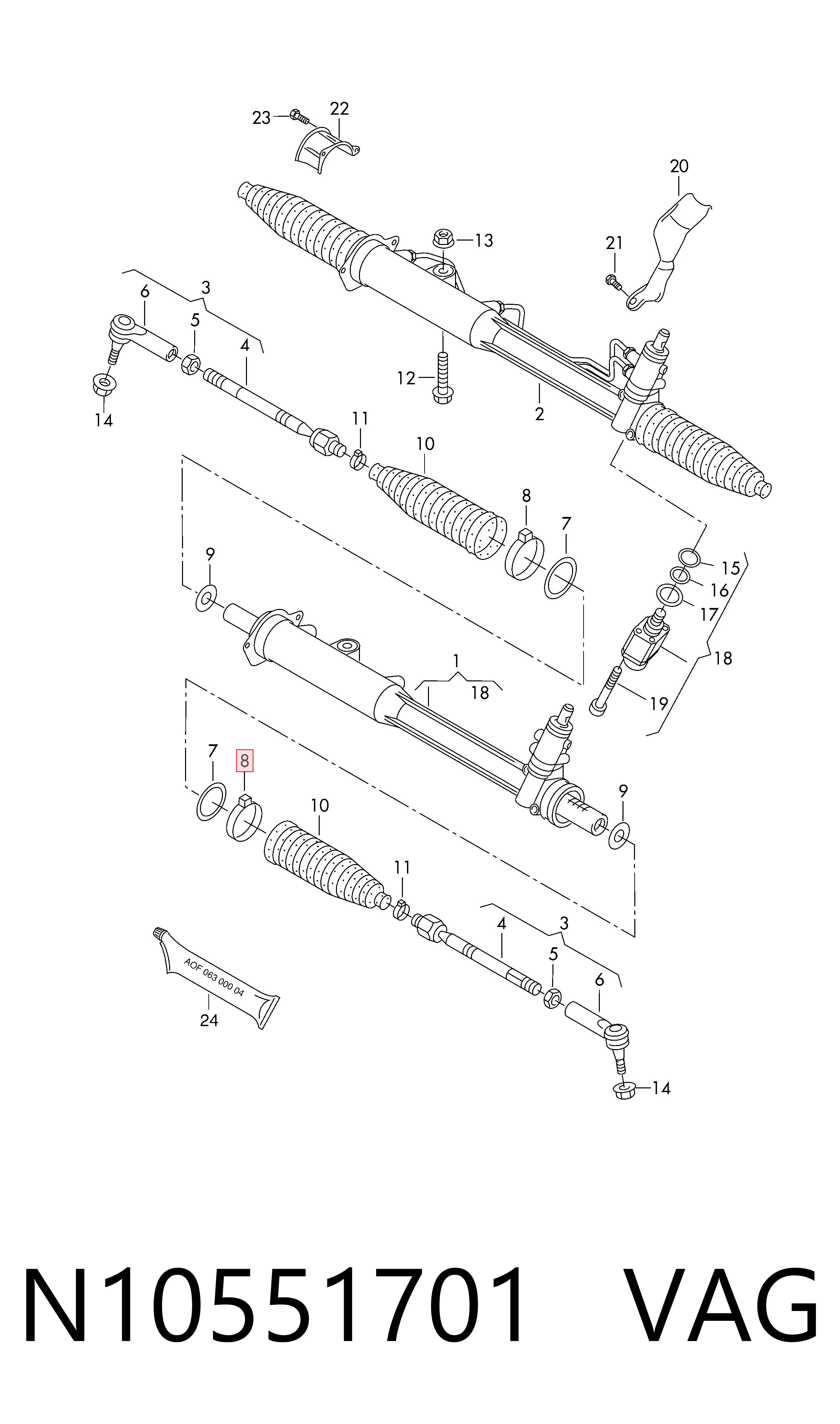 Купити N10551701 VAG Хомут пильовика кермової рейки