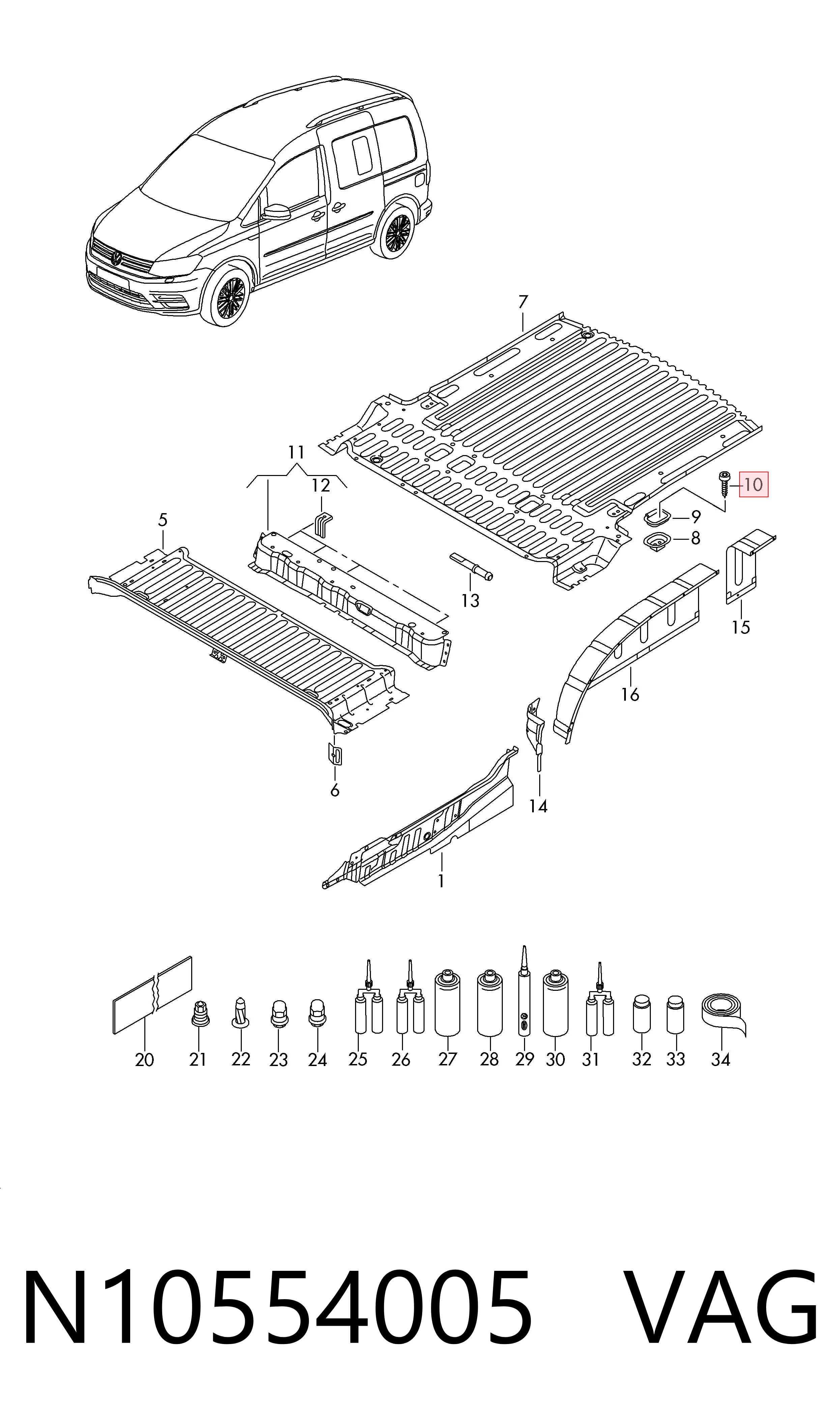 Болт клапанної кришки ГБЦ VAG N10554005 ціна, від 1.52 USD