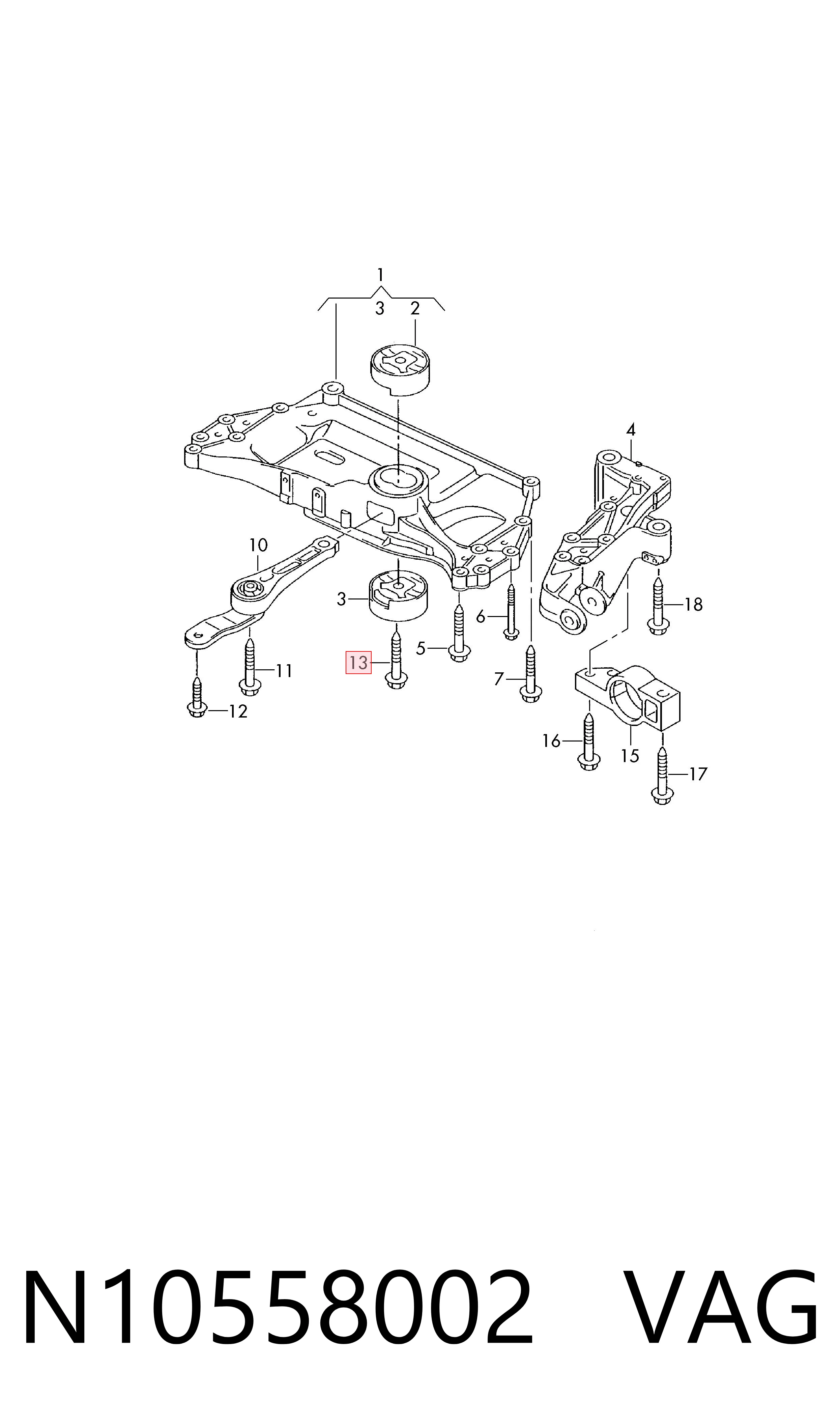 N10558002 VAG Болт подушки рами кузова