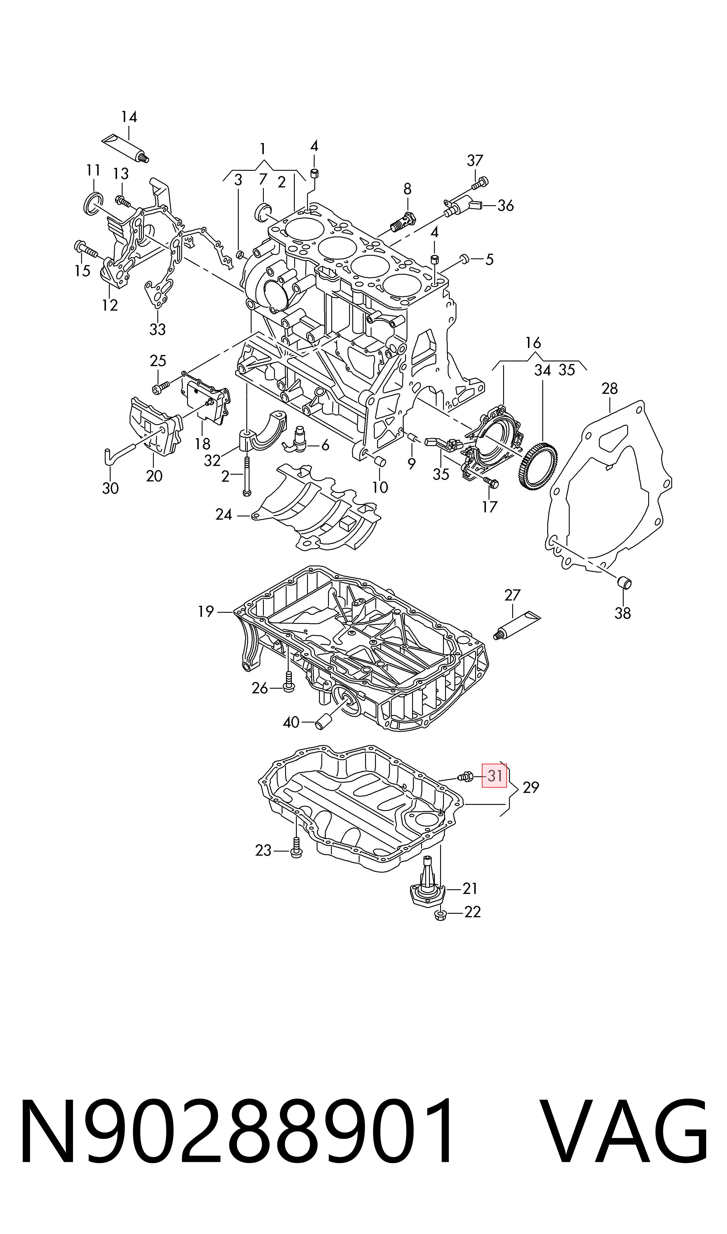 Пробка піддона двигуна VAG N90288901 ціна, від 1.28 USD