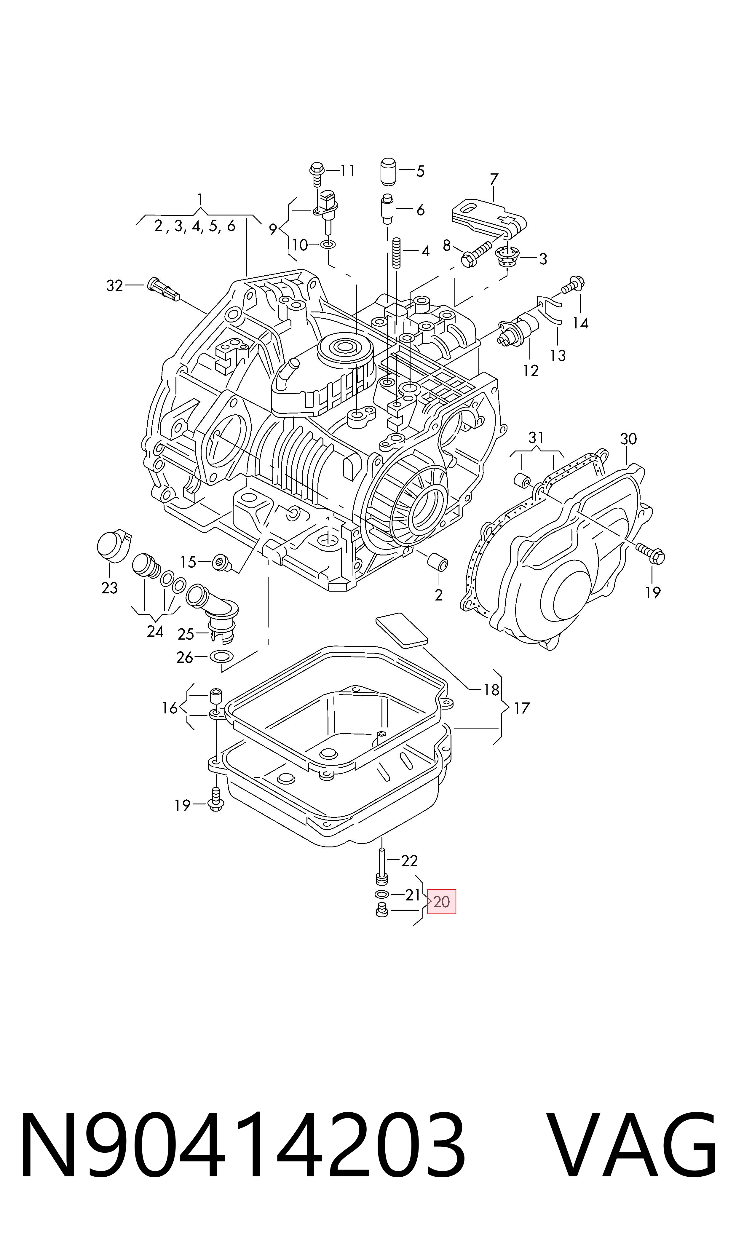 Пробка піддона АКПП PCG90414201 Porsche