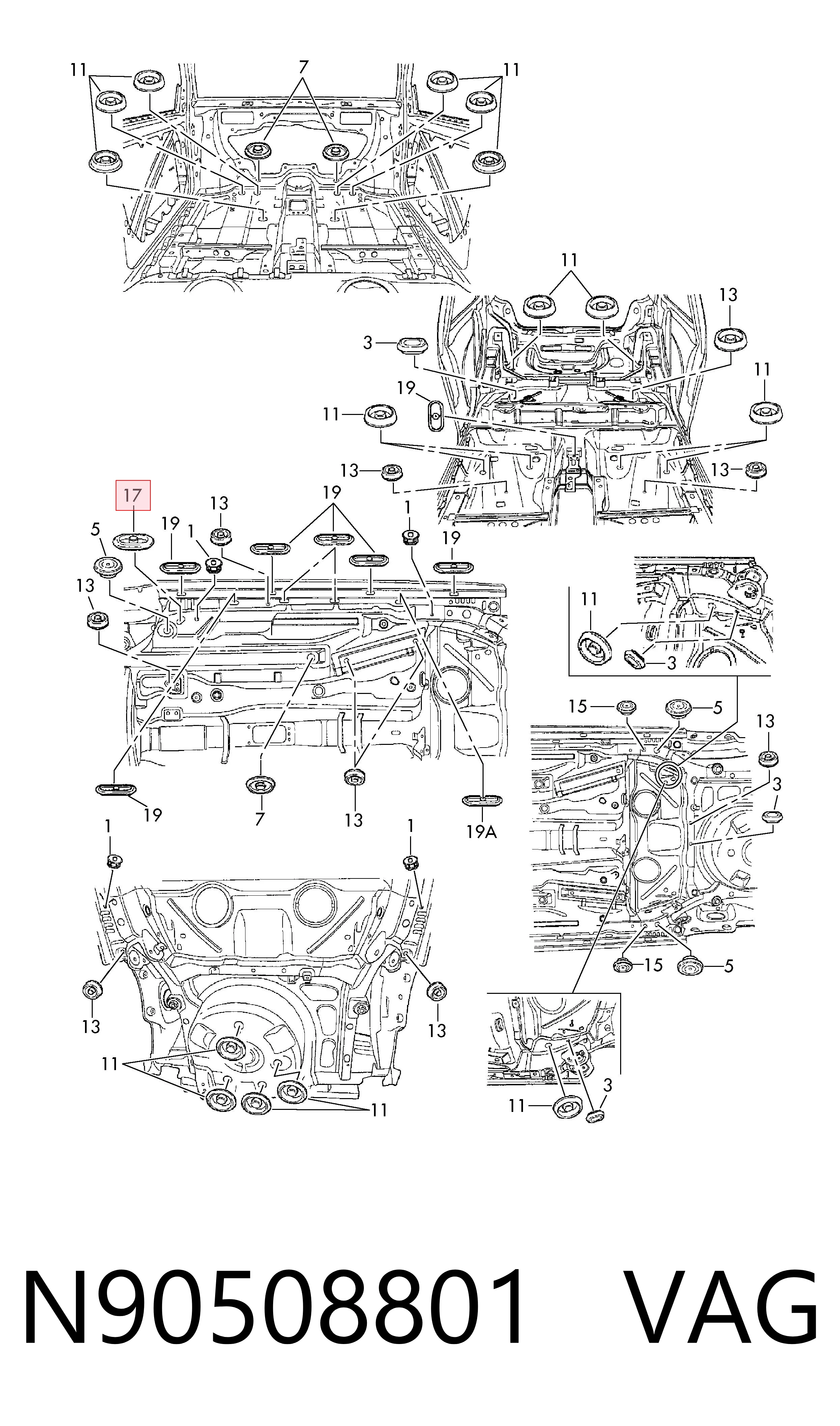 Заглушка днища кузова VAG N90508801 ціна, від 0.86 USD