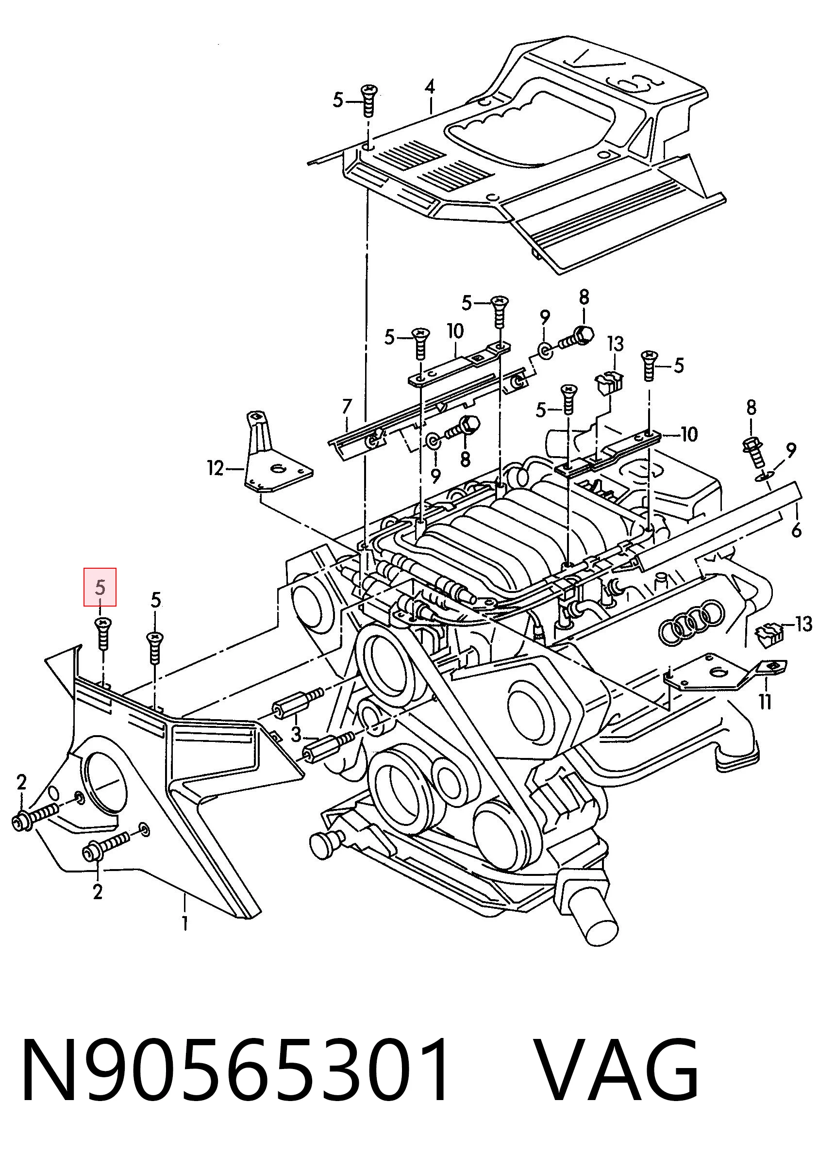 N90565301 VAG Подушка декоративної кришки двигуна