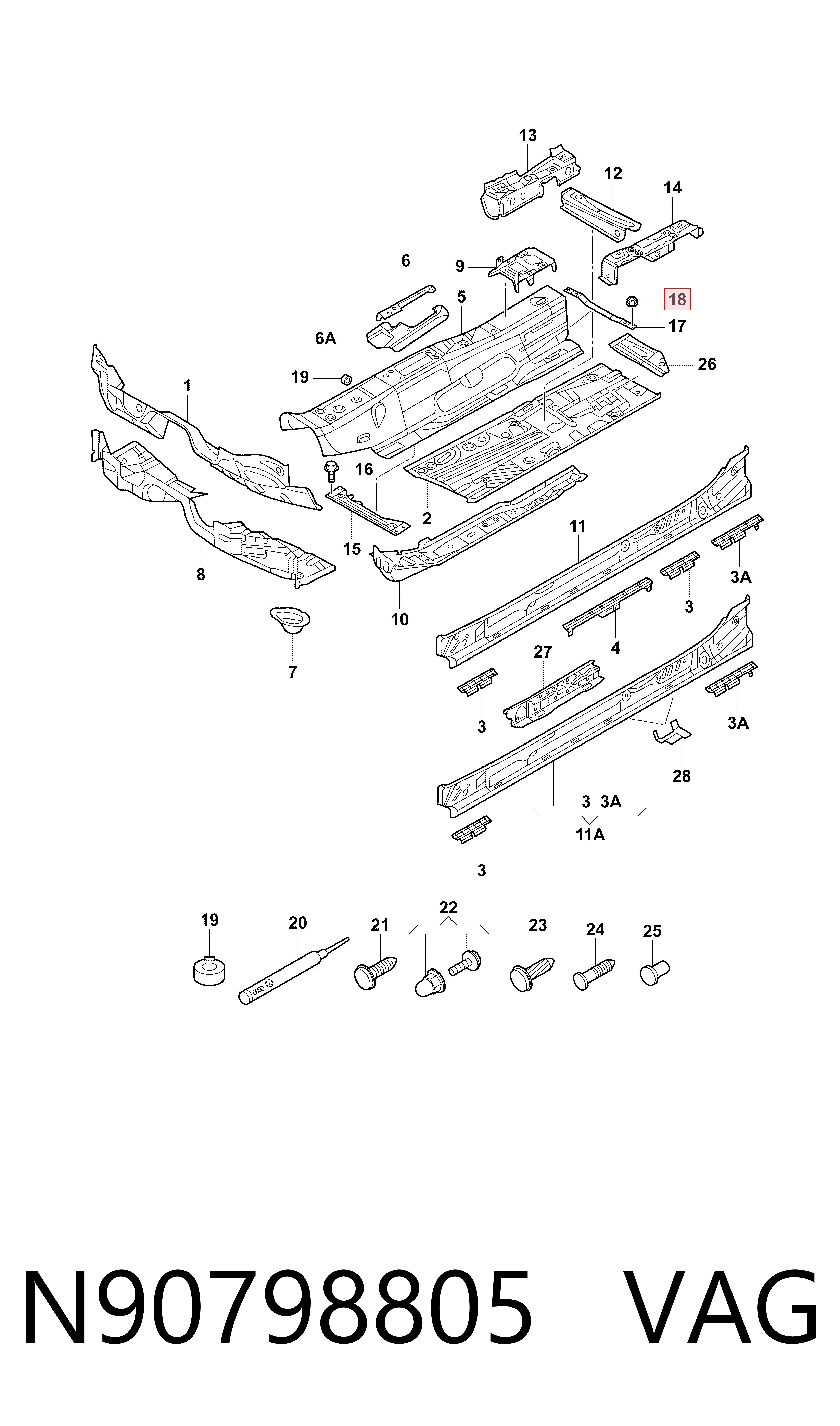 Болт/гайка кріплення VAG N90798805 ціна, від 1.72 USD