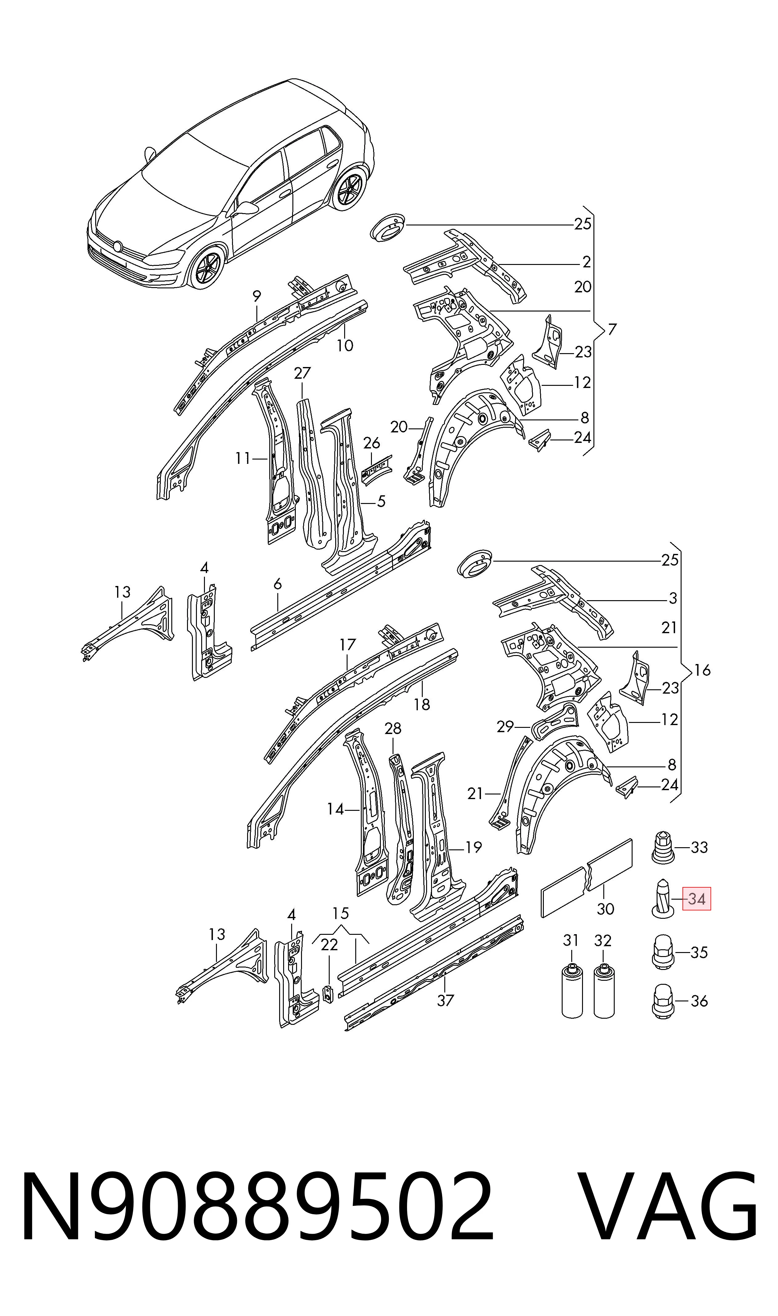  VAG N90889502 ціна, від 1.29 USD