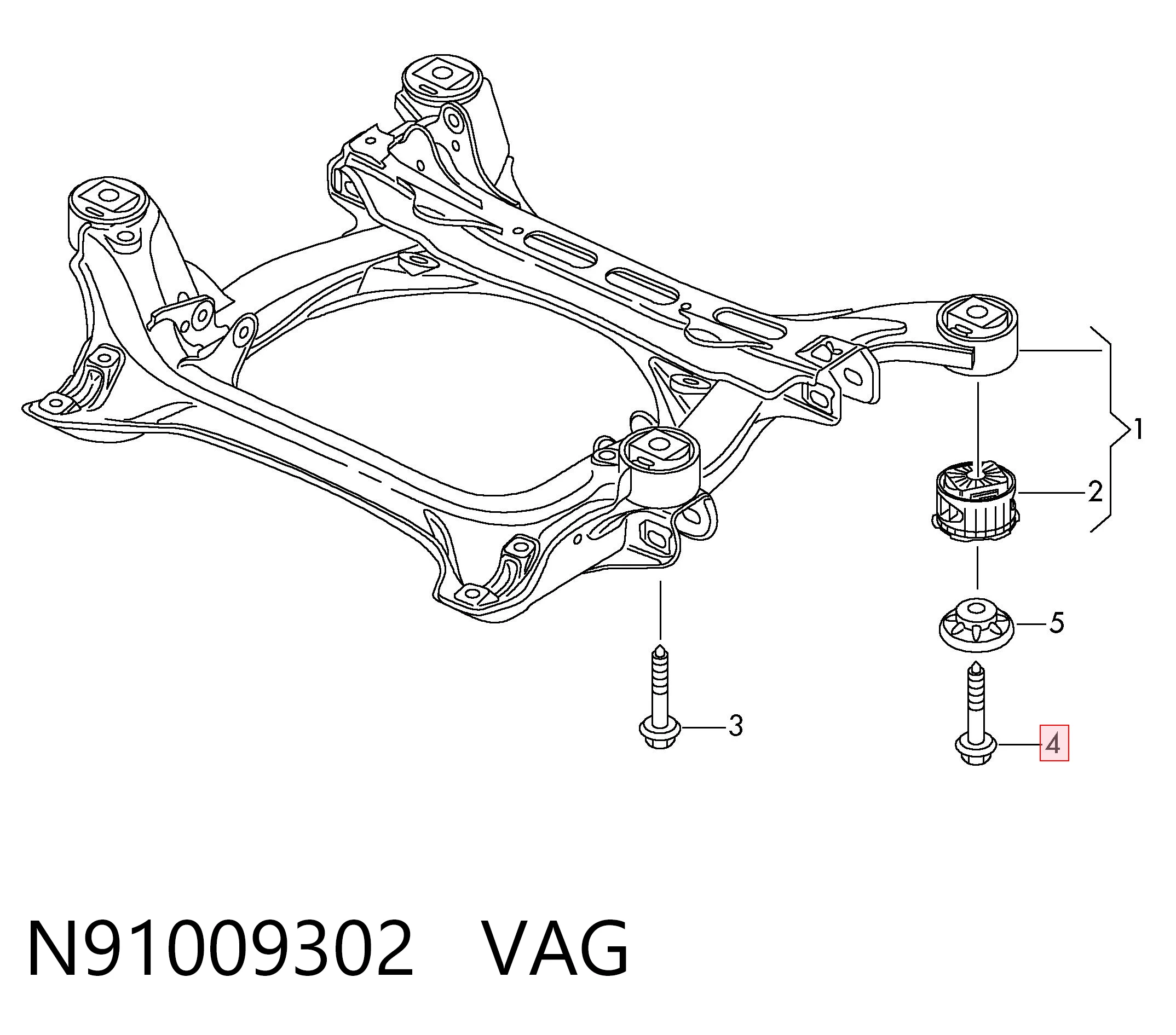 N91009302 VAG Болт подушки рами кузова