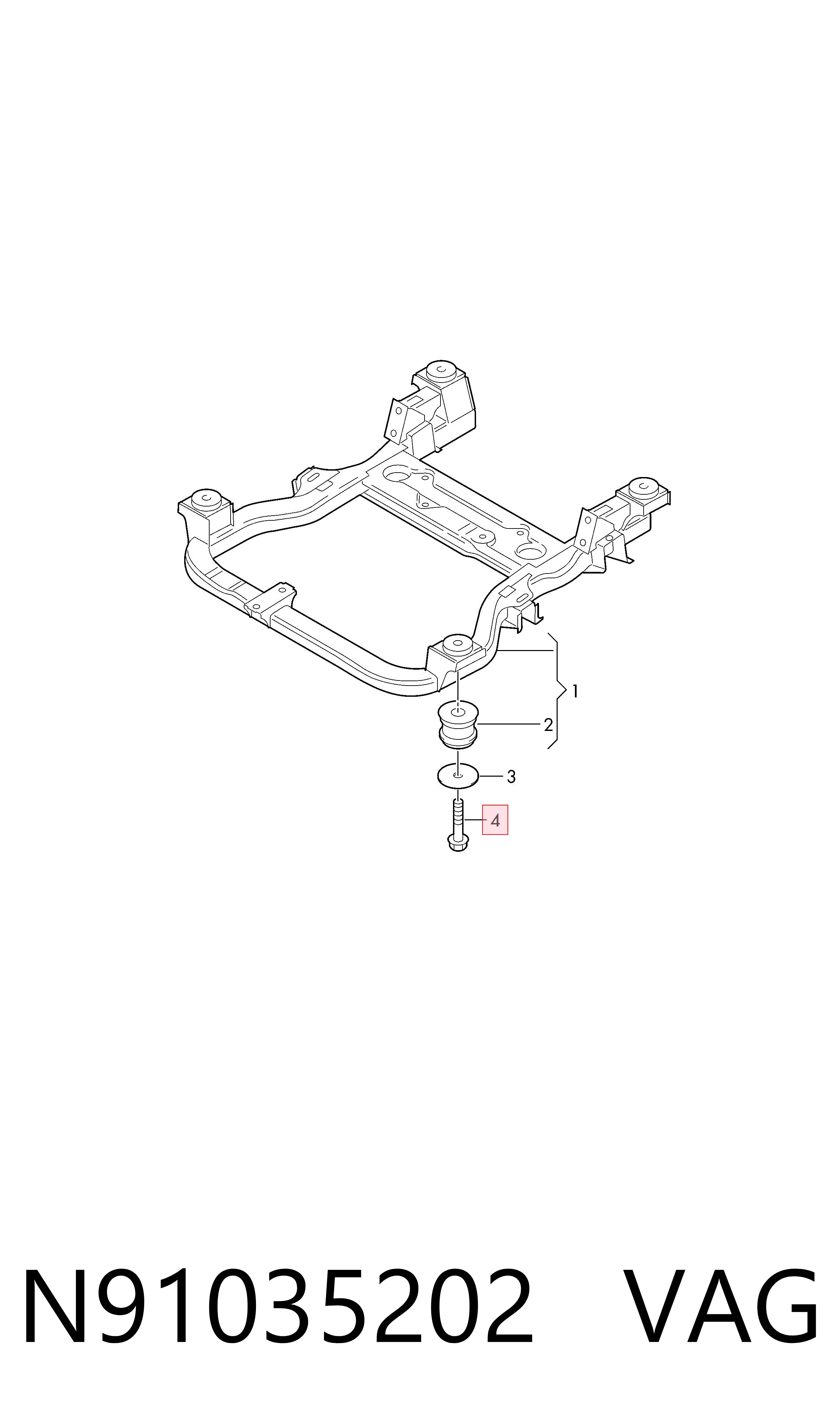 N91035202 VAG Болт подушки рами кузова