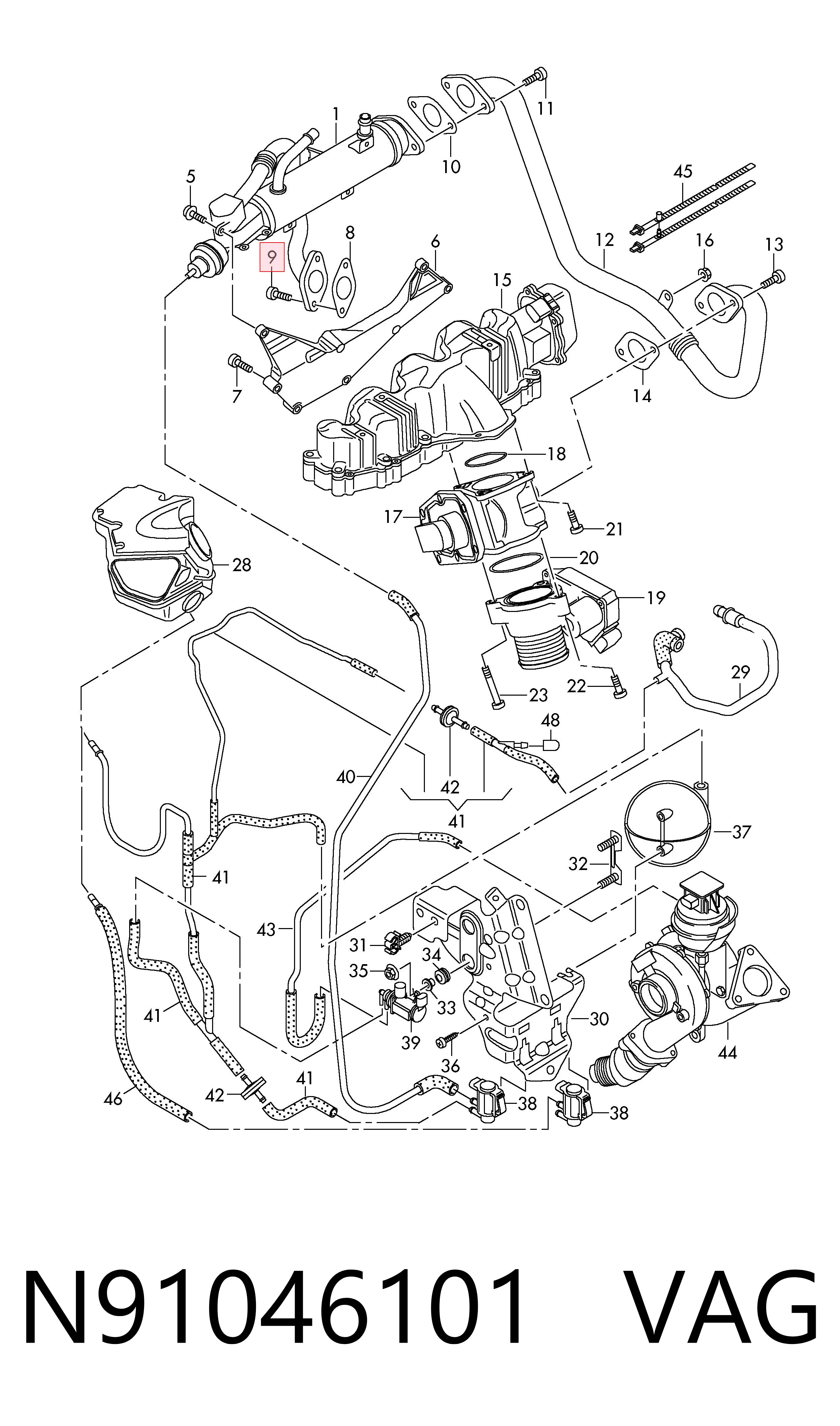 N91046101 VAG Болт (шпилька) випускного колектора