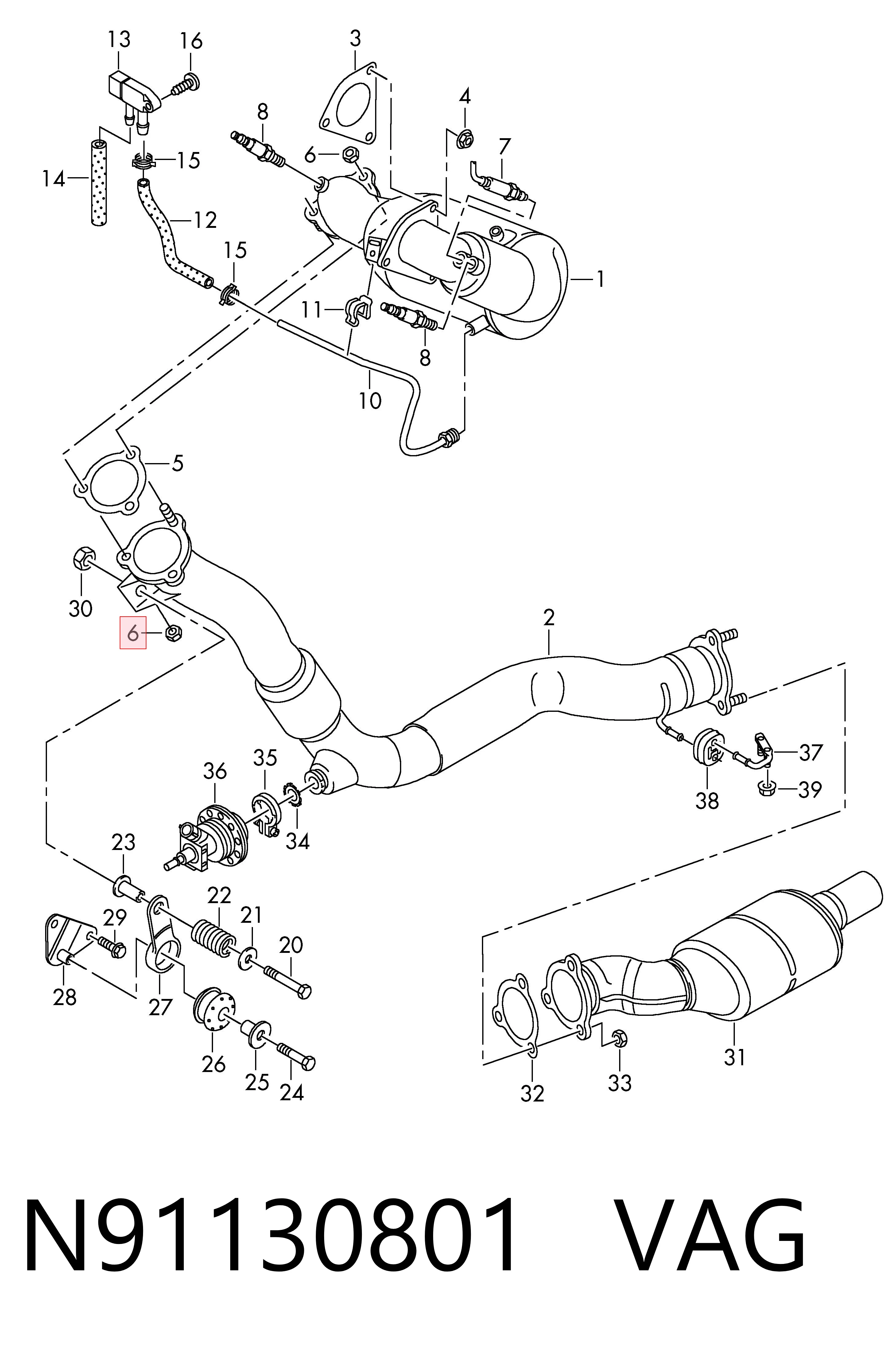 Гайка випускного колектора VAG N91130801 ціна, від 0.63 USD