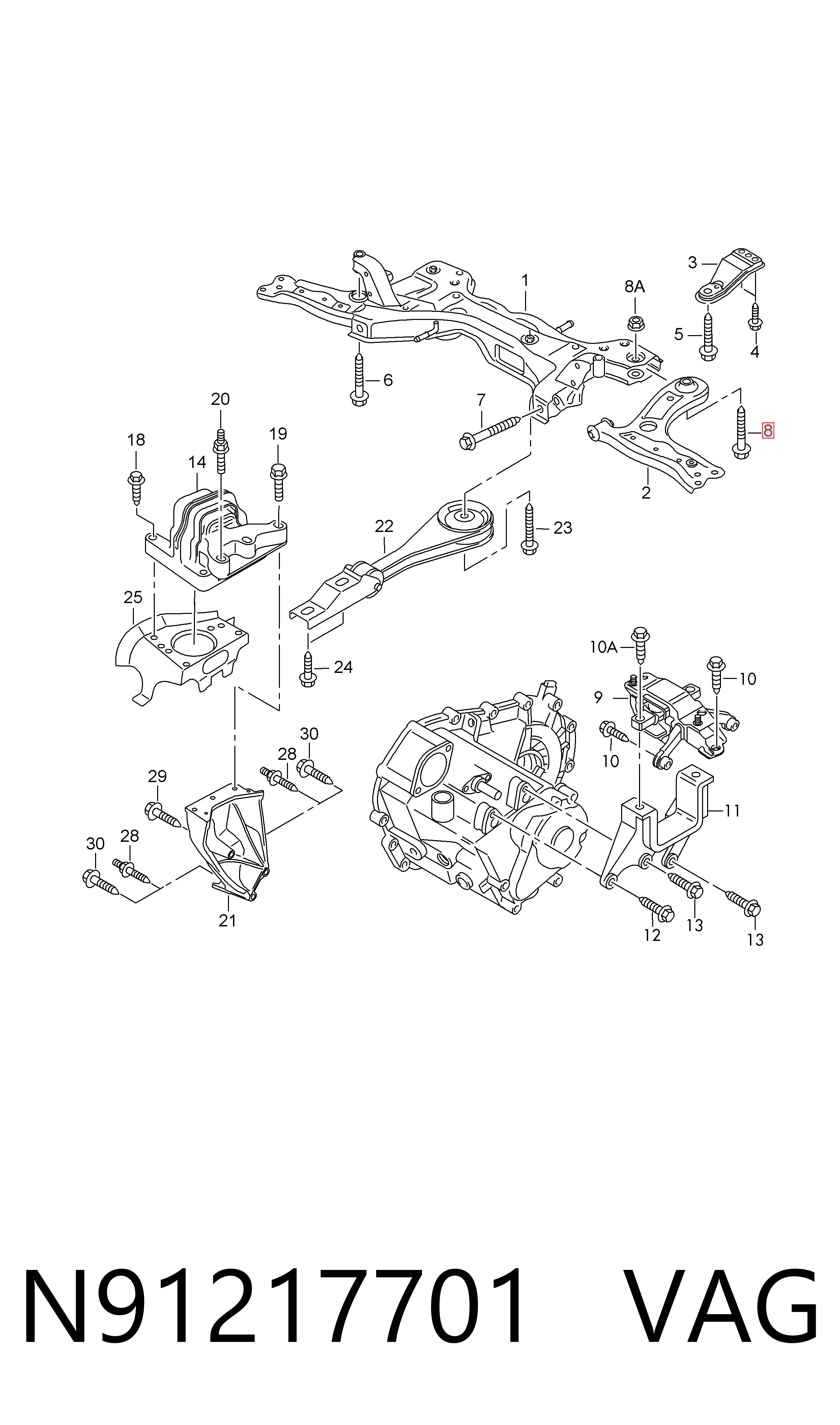 Болт VAG N91217701 ціна, від 4.27 USD