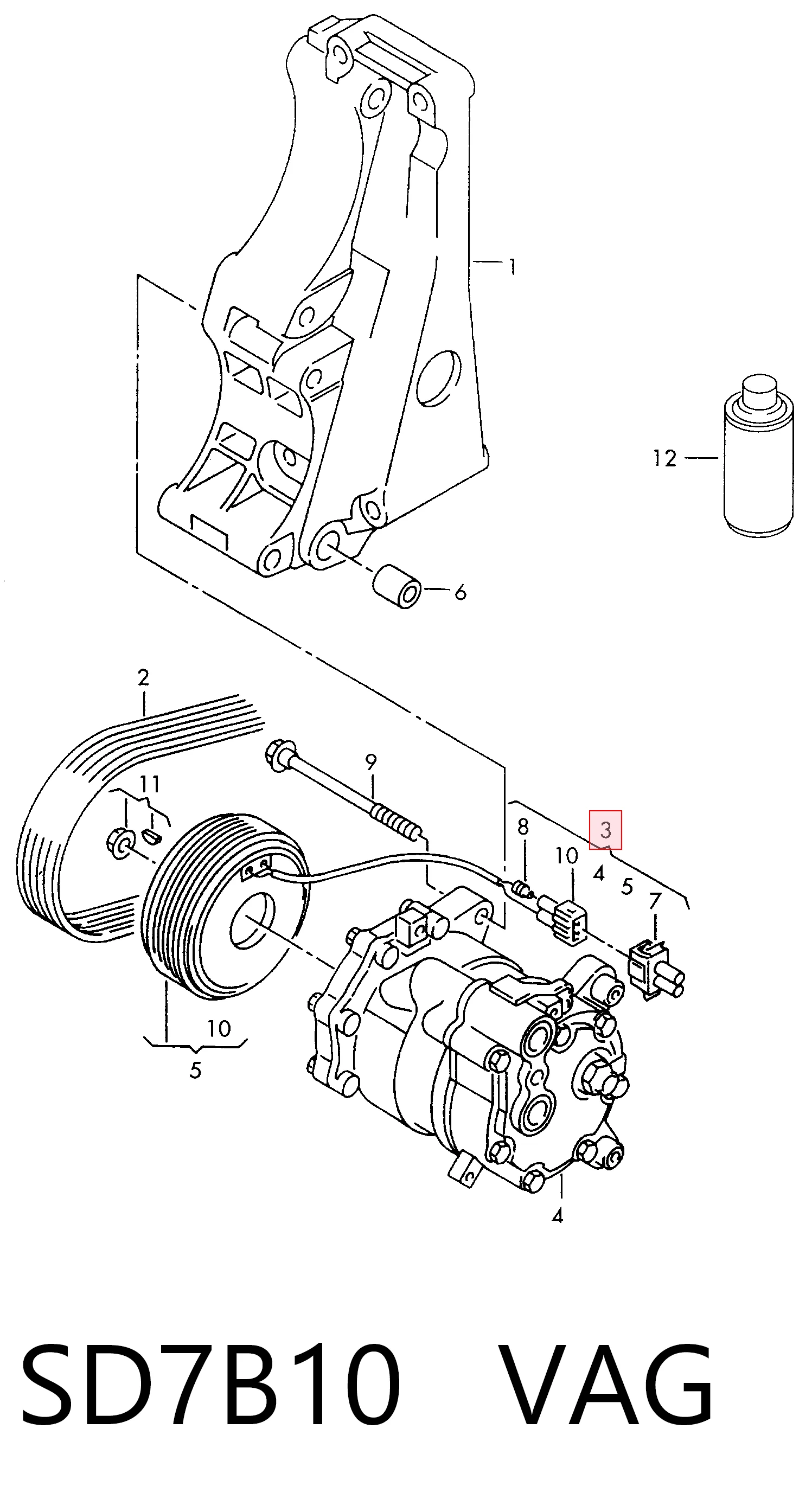 Компресор системи кондиціювання Volkswagen Polo III седан (6KV2) (1995 - 2001) ціна, від 50.68 USD