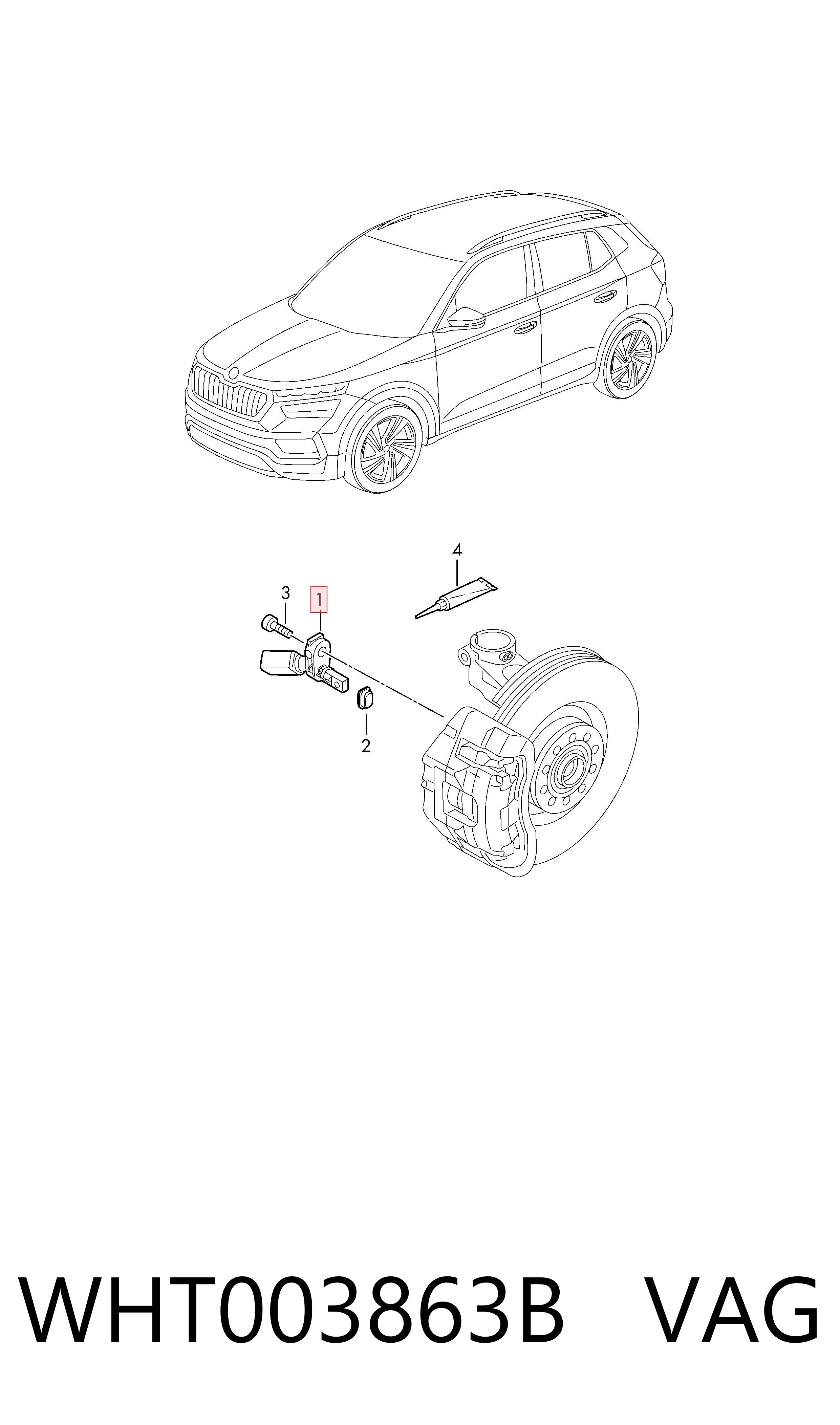 WHT003863B VAG Датчик ABS задній лівий