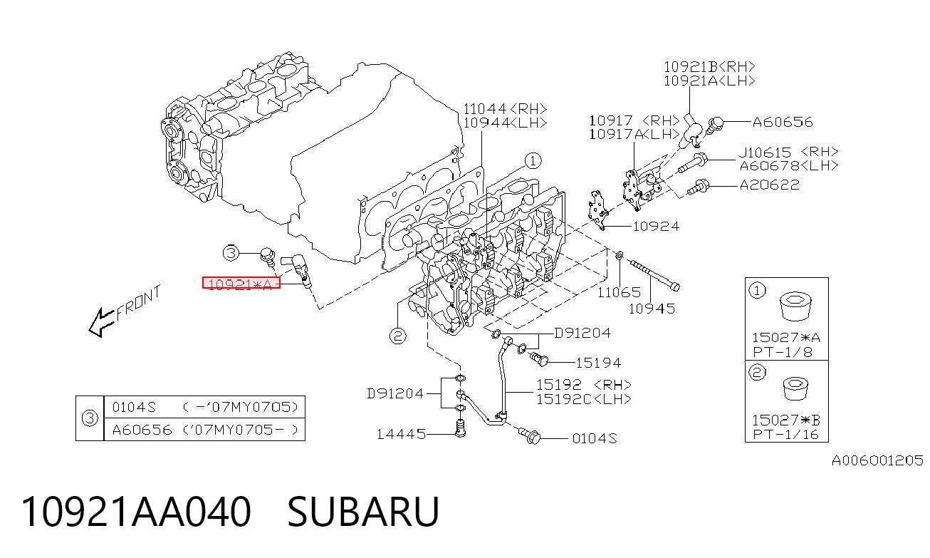 10921AA040 Subaru Клапан електромагнітний положення розподільного, лівий