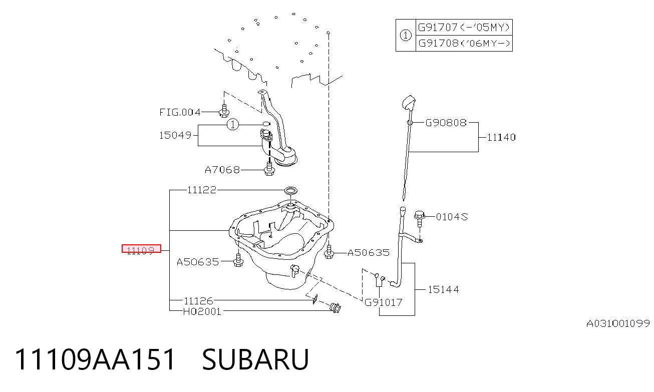 11109AA151 Subaru Картер масляний