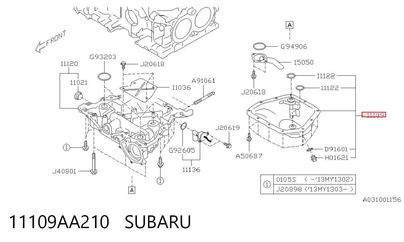 11109AA210 Subaru Картер масляний