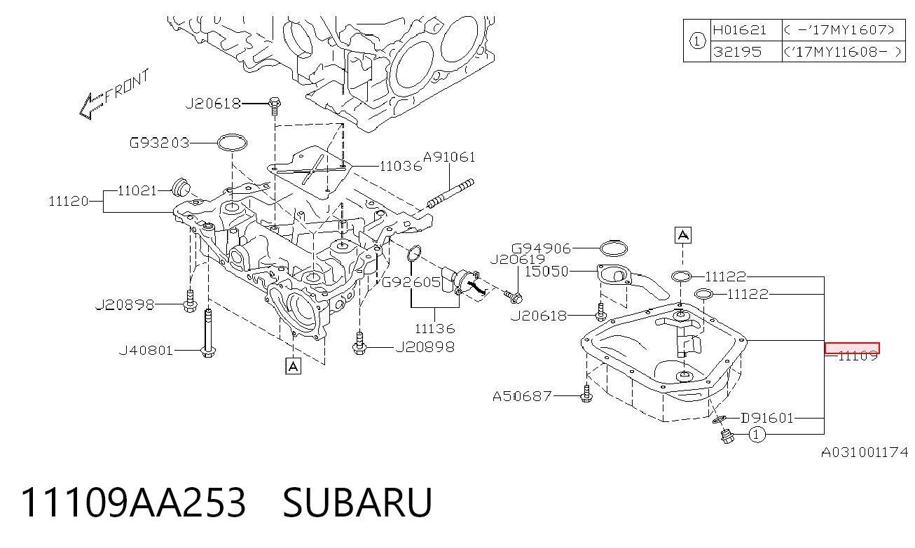 11109AA253 Subaru Картер масляний