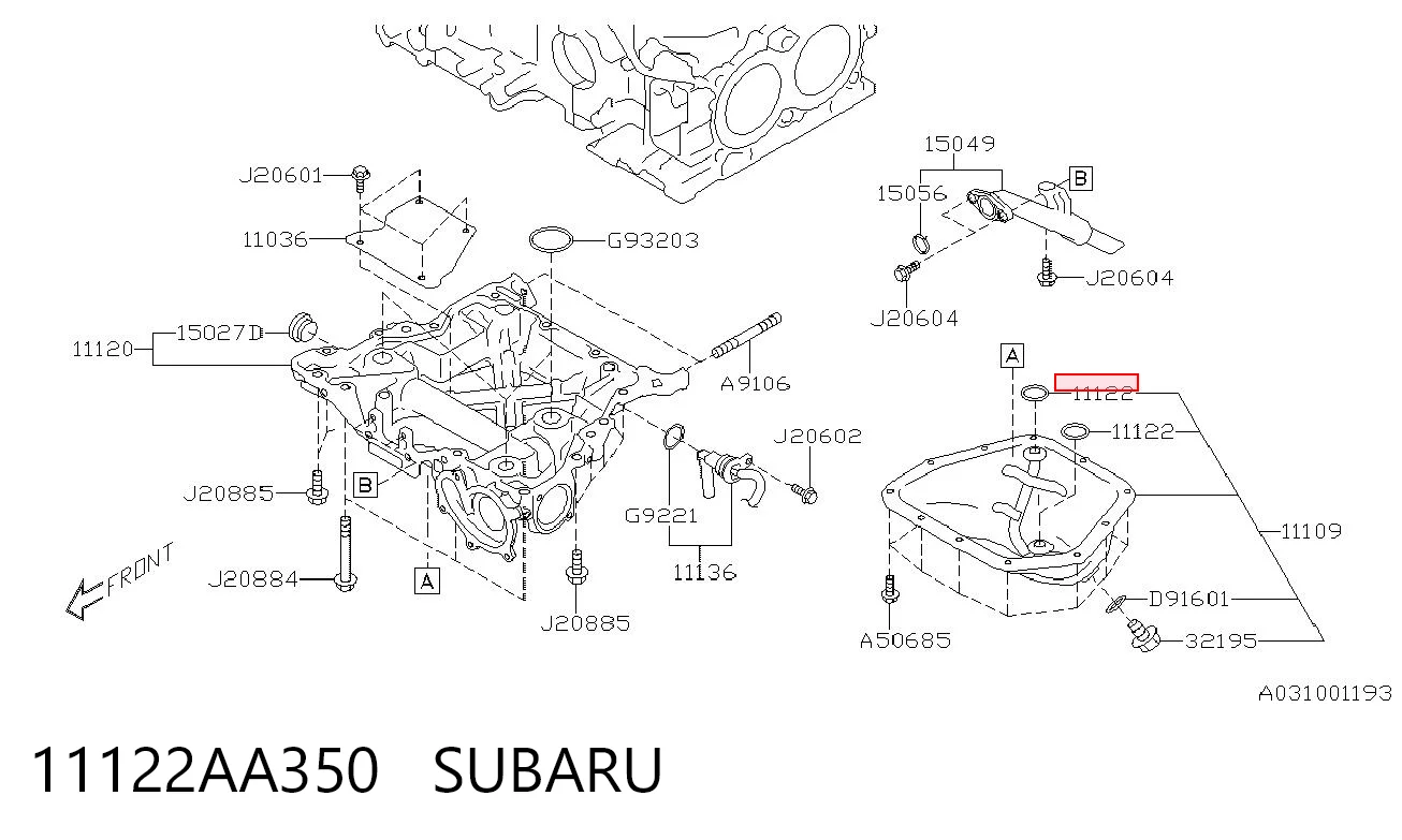 11122AA350 Subaru Прокладка піддону картера двигуна