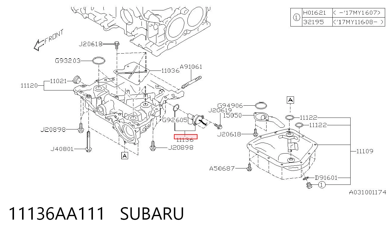 11136AA111 Subaru 
