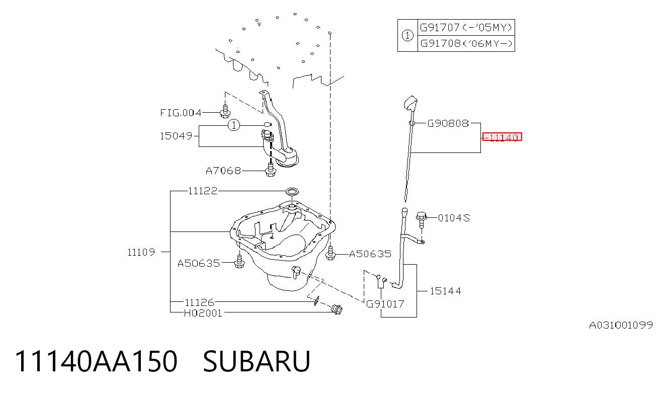 Покажчик рівня масла на Subaru Legacy IV B13