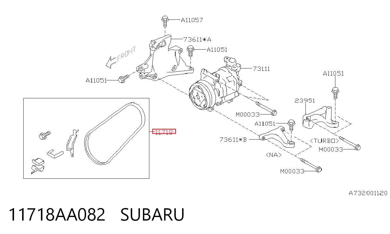 11718AA082 Subaru Поліклиновий ремінь