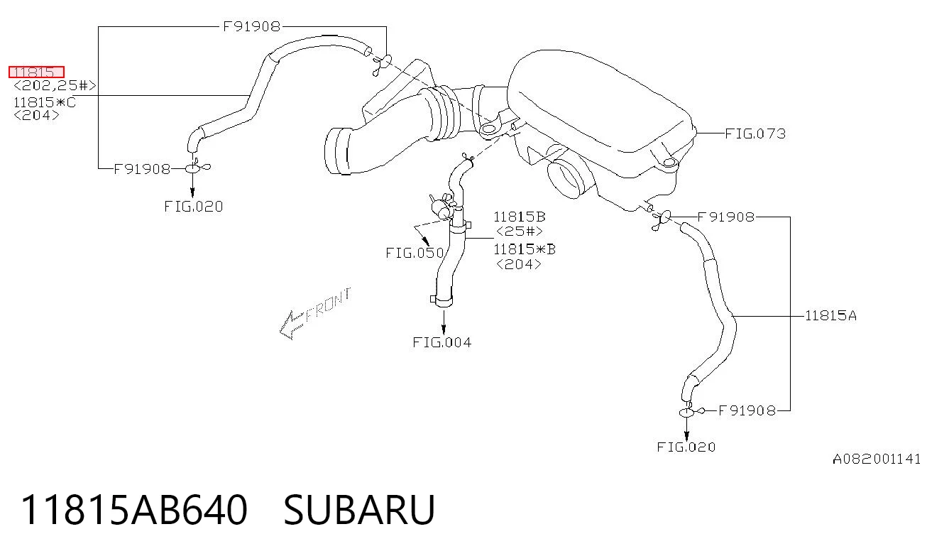 11815AB640 Subaru Дренажний шланг корпусу повітряного фільтра