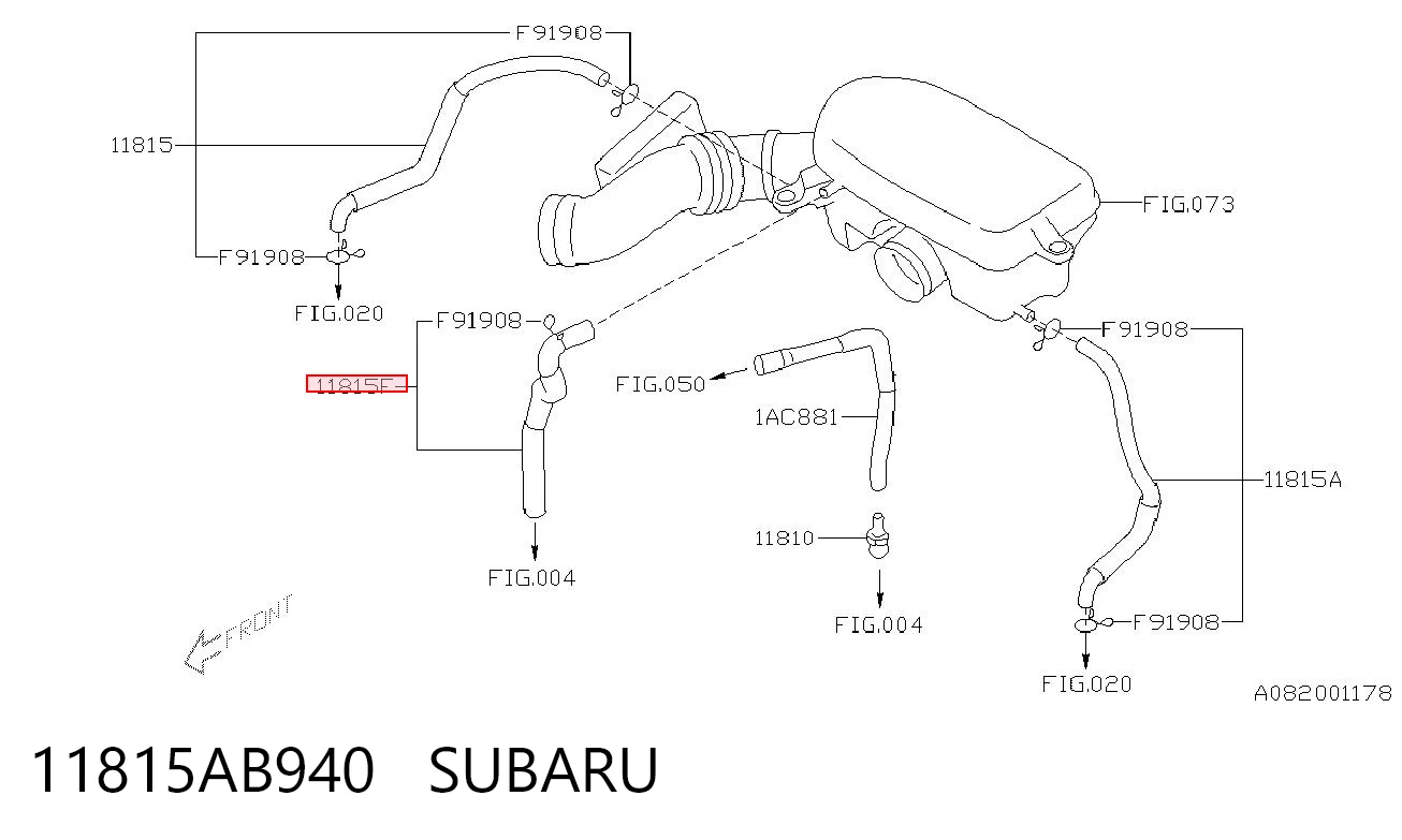 11815AB940 Subaru Шланг повітряний вентиляції картера