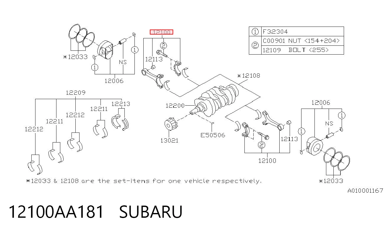 12100AA181 Subaru Шатун двигуна