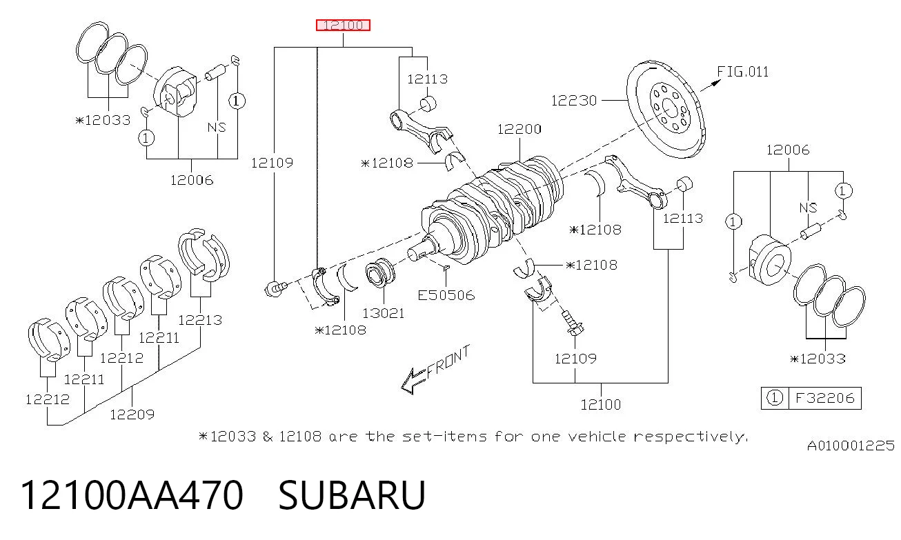 12100AA470 Subaru Шатун двигуна
