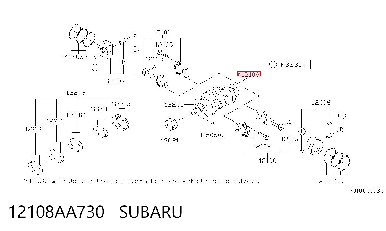 12108AA730 Subaru Підшипник шатуна