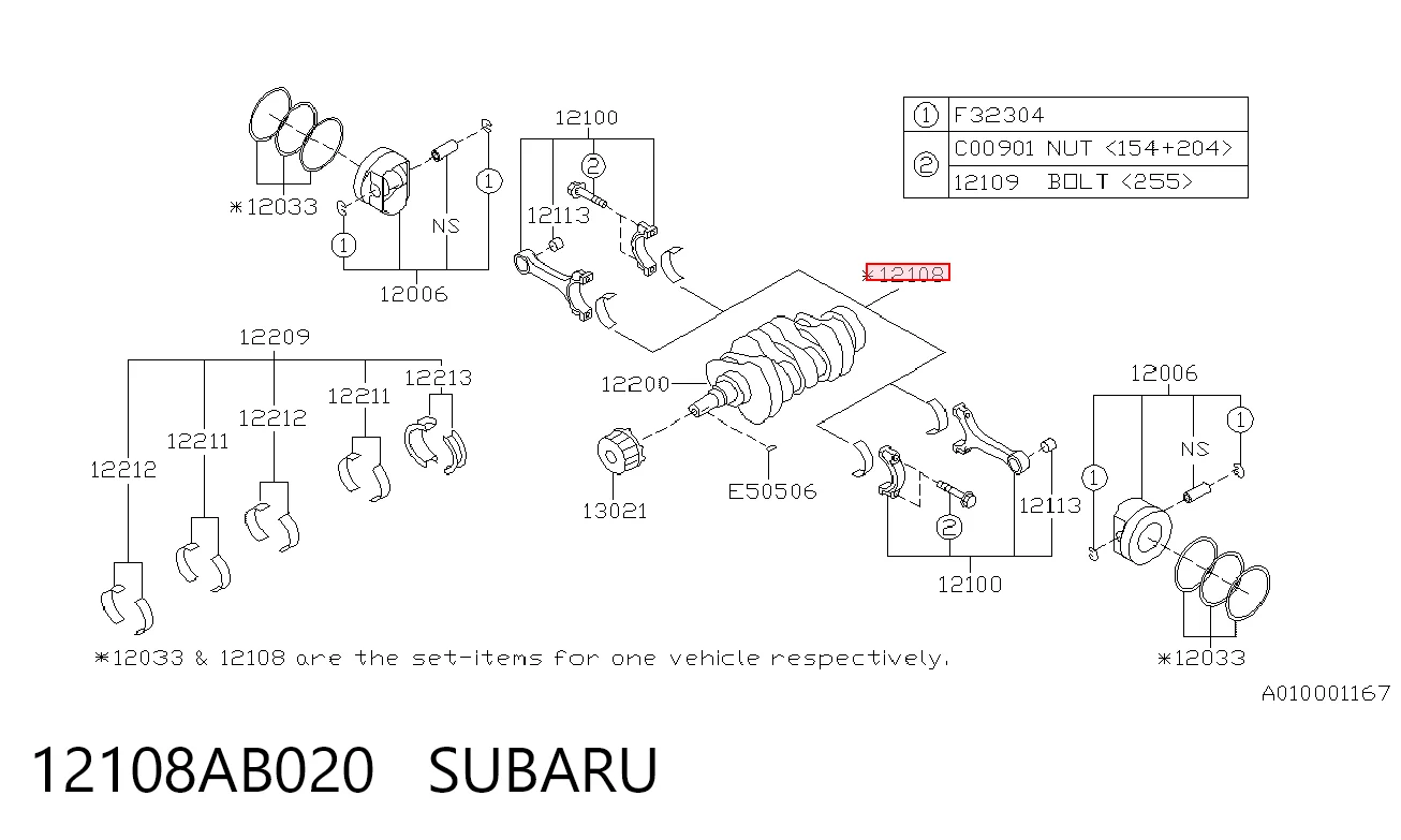 12108AB020 Subaru Підшипник шатуна
