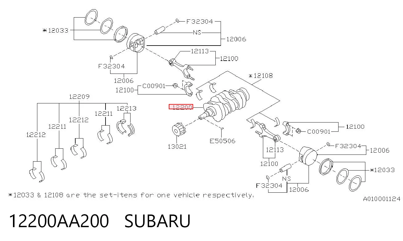 12200AA200 Subaru Колінвал двигуна