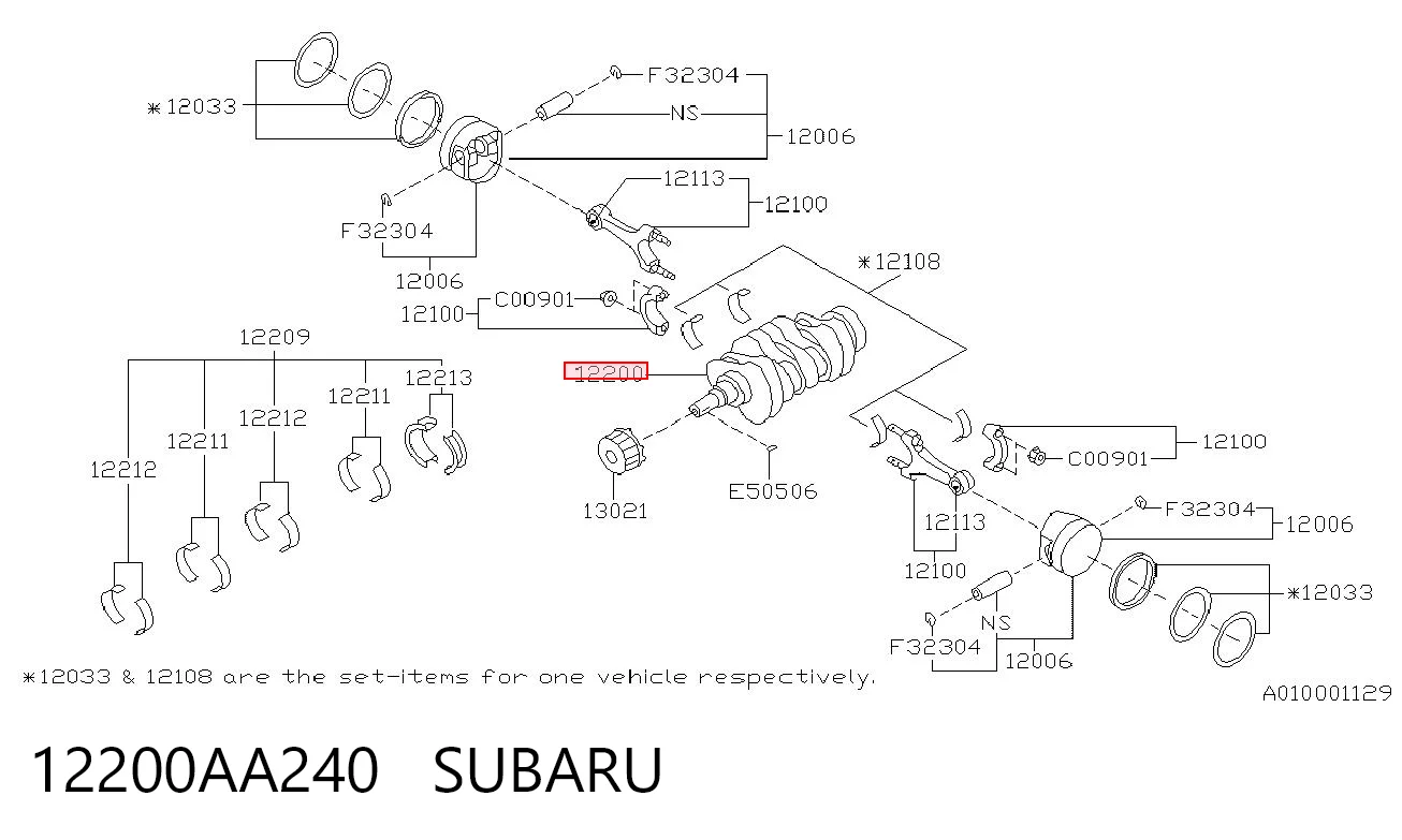 12200AA240 Subaru Колінвал двигуна