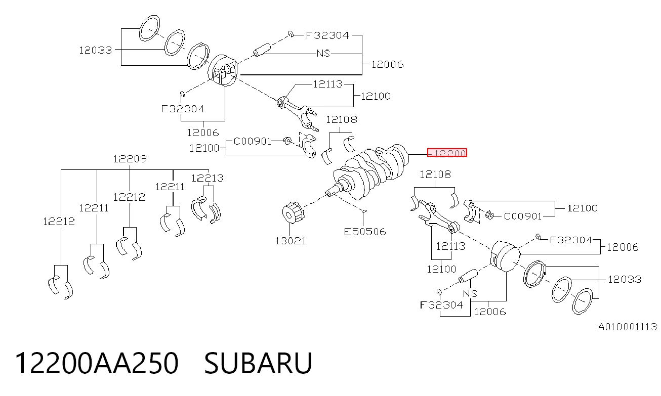 12200AA250 Subaru Колінвал двигуна