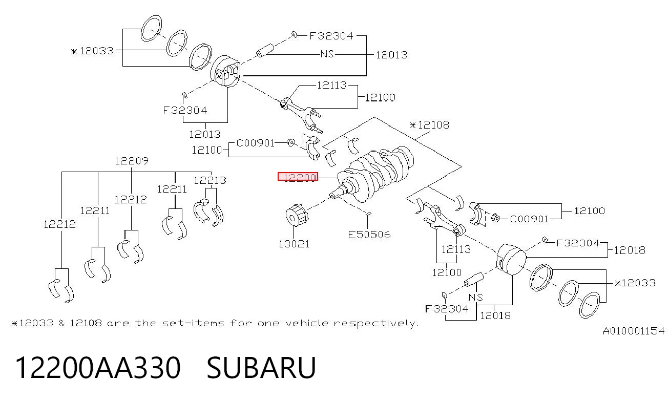 12200AA330 Subaru Колінвал двигуна