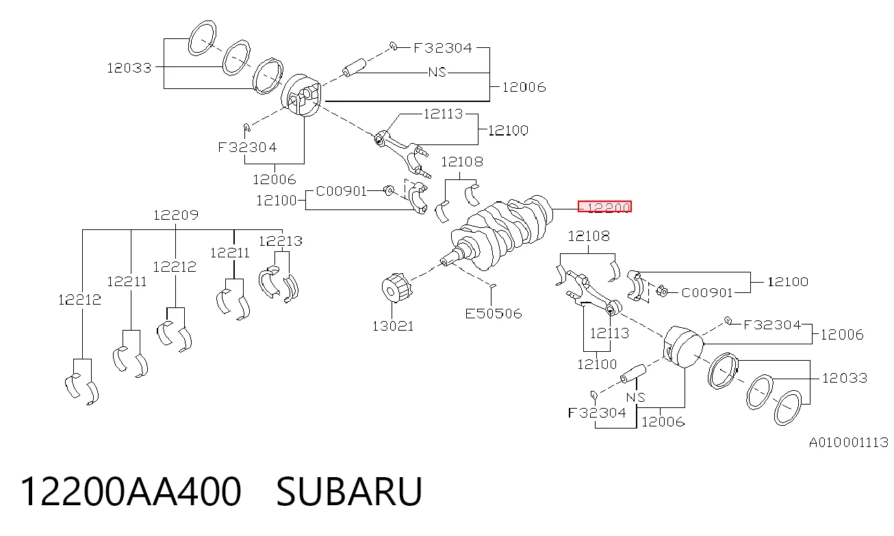 12200AA400 Subaru Колінвал двигуна