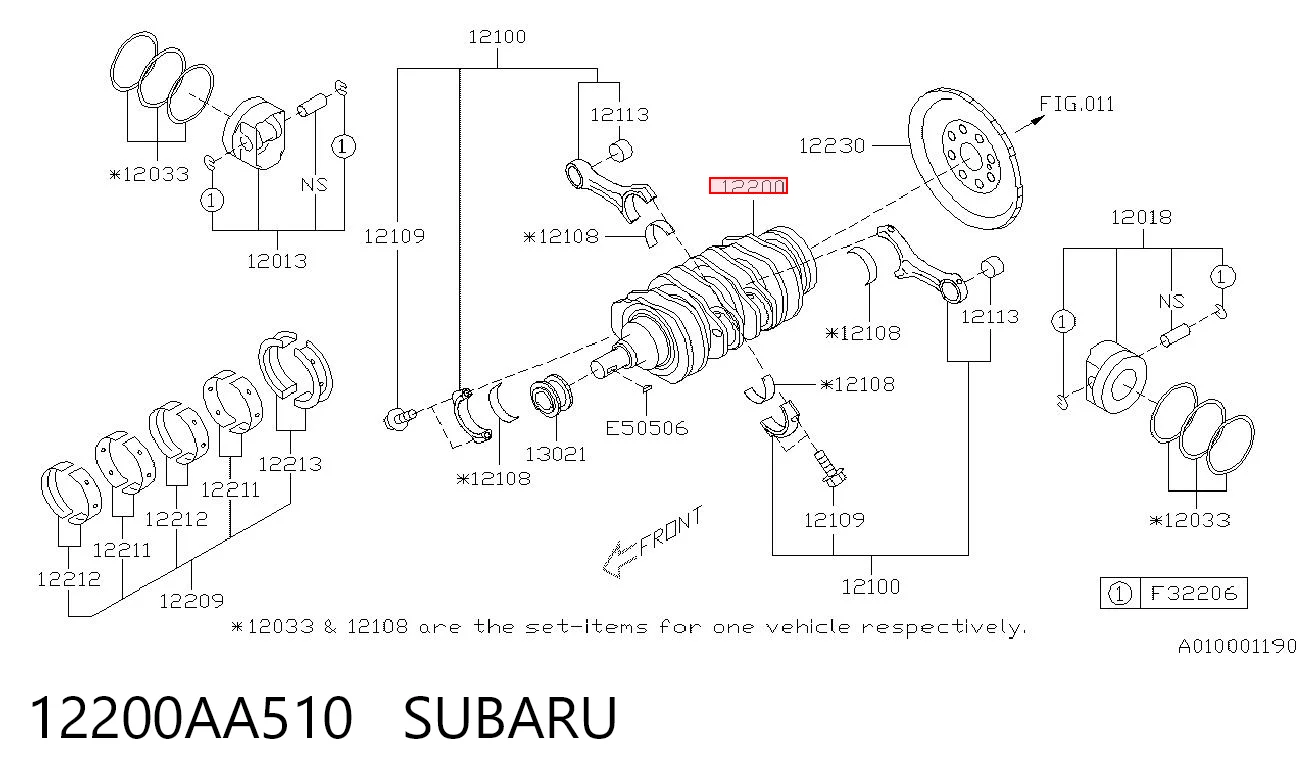 12200AA510 Subaru Колінвал двигуна
