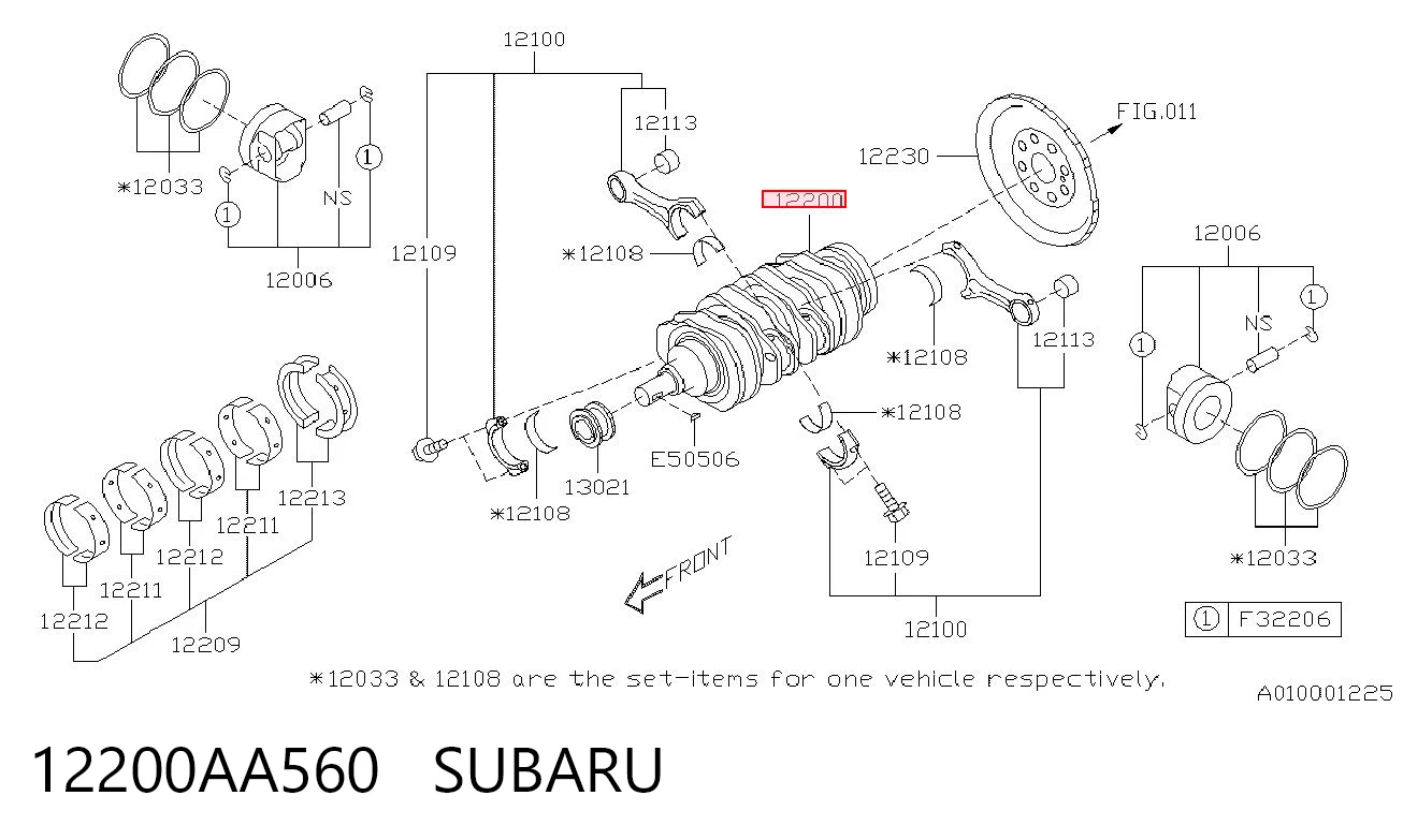 12200AA560 Subaru Колінвал двигуна