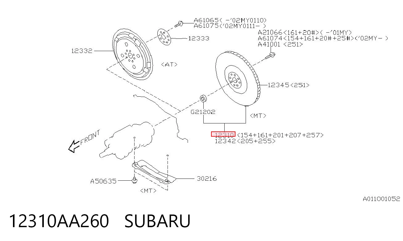 12310AA260 Subaru Демпферний маховик