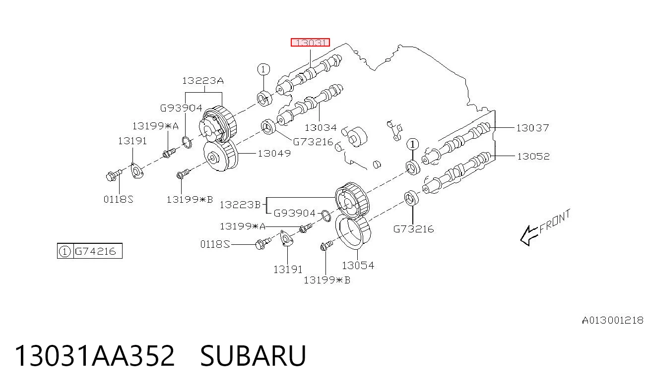13031AA352 Subaru Розподільний вал двигуна впускний правий