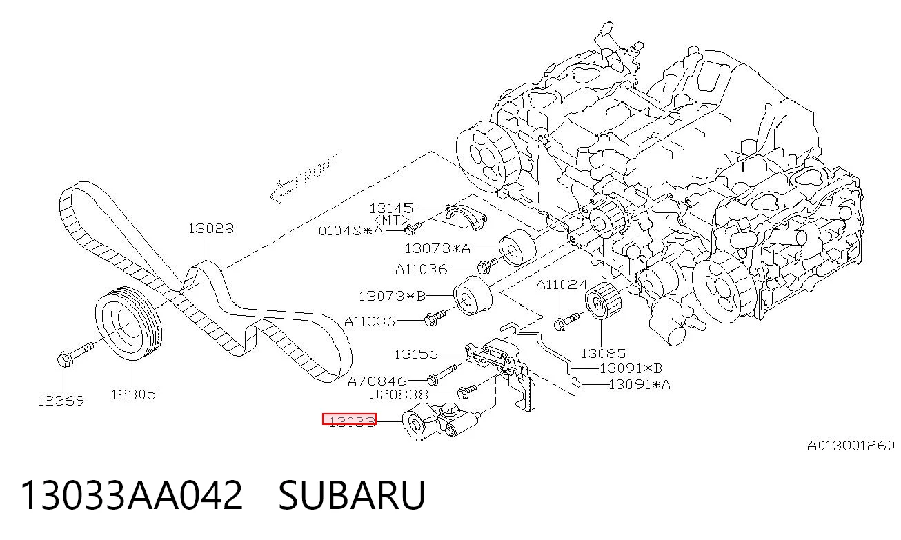 13033AA042 Subaru Натяжна планка поліклинового ременя
