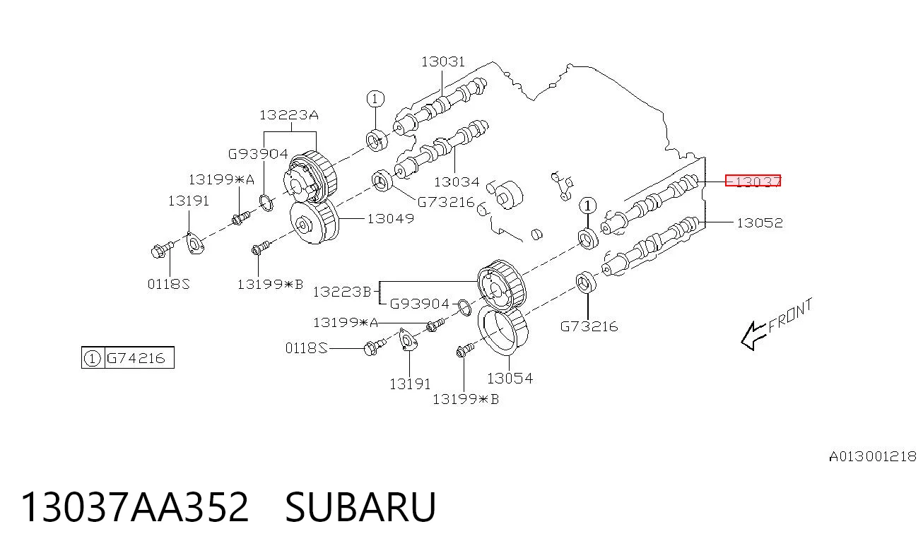 13037AA352 Subaru Розподільний вал двигуна впускний лівий