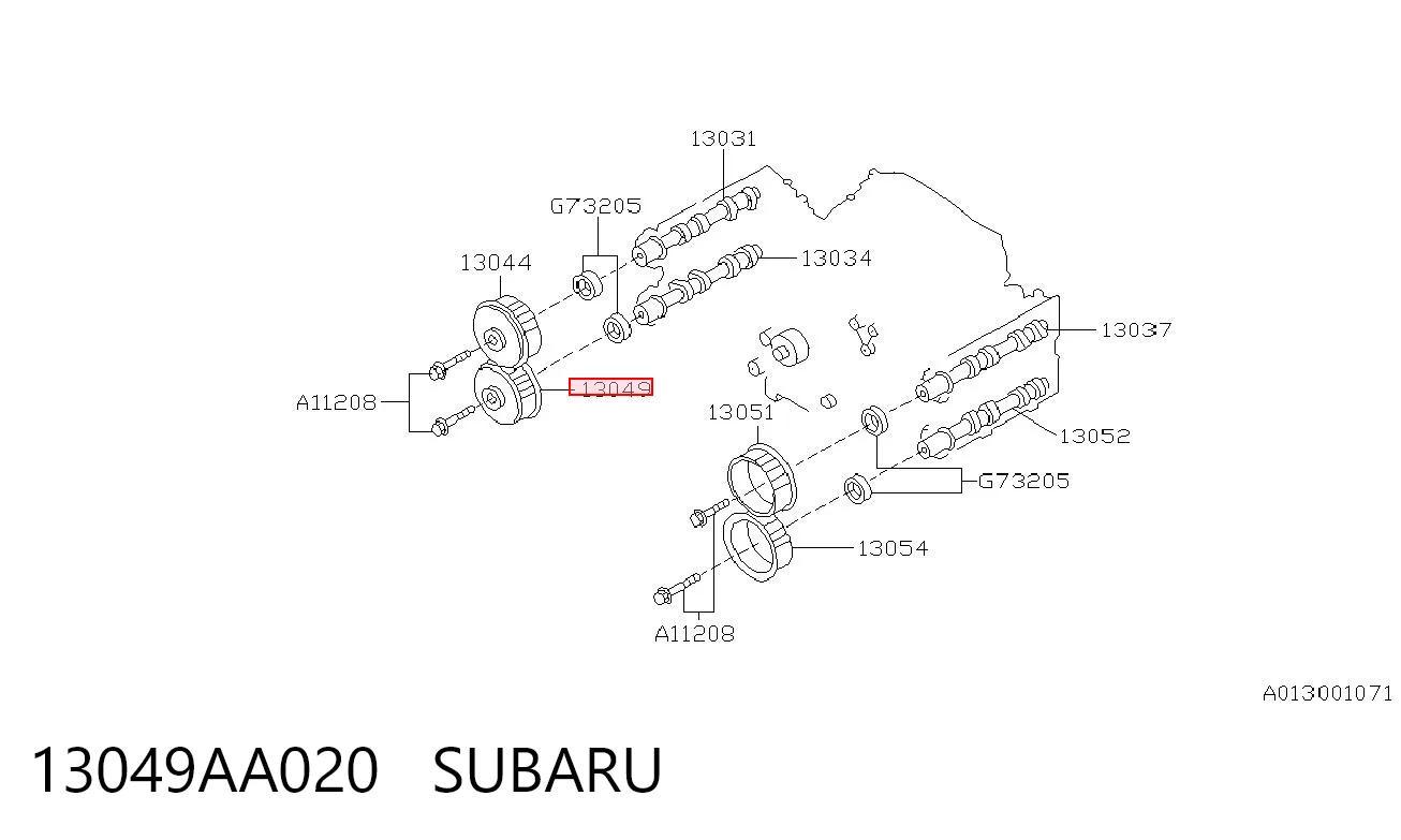 13049AA020 Subaru Зірка-шестерня розподільного валу двигуна, випускного правого