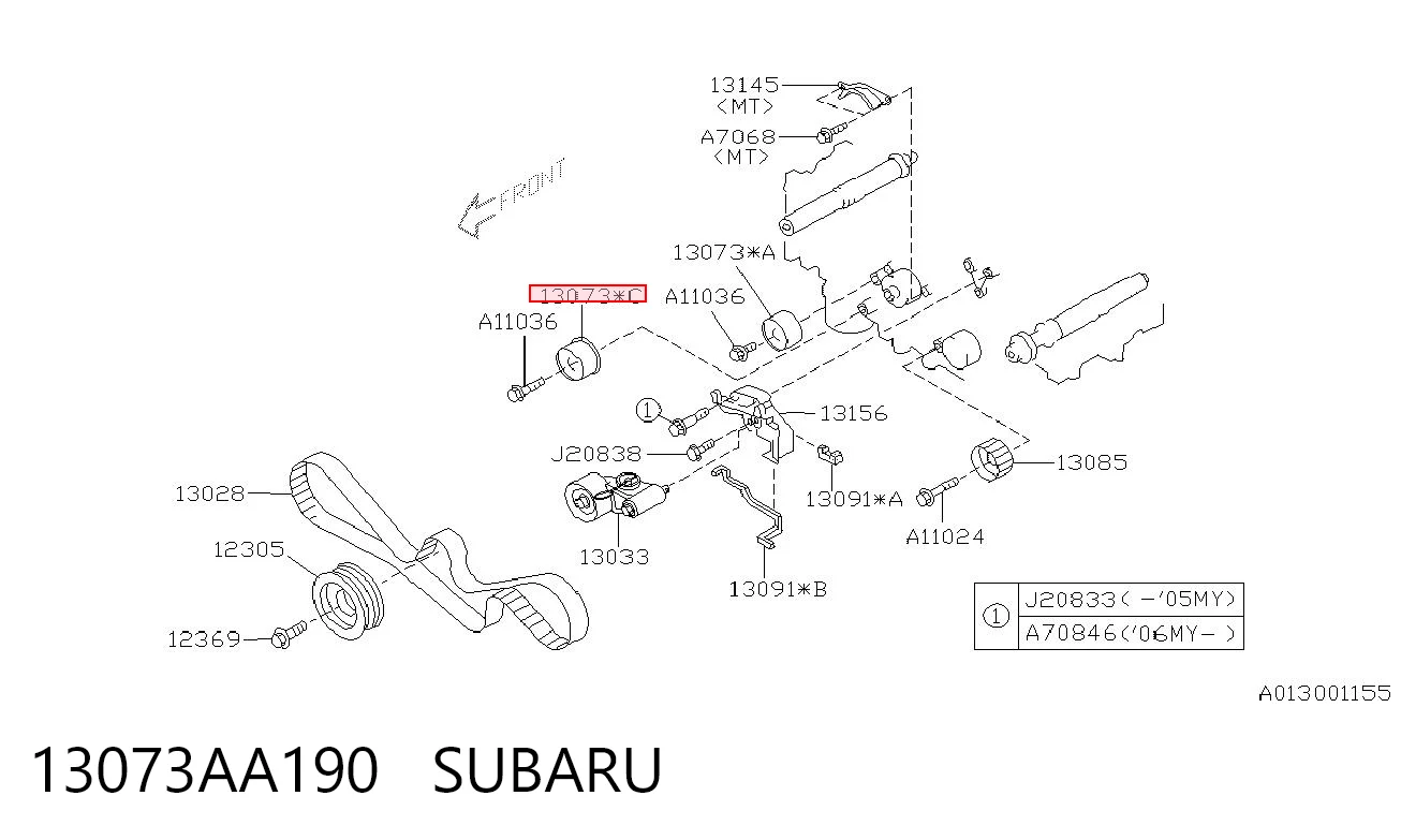 13073AA190 Subaru Паразитний провідний ролик