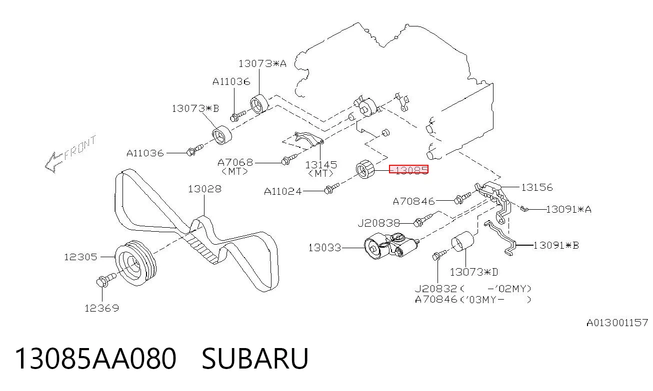 13085AA080 Subaru Паразитний провідний ролик